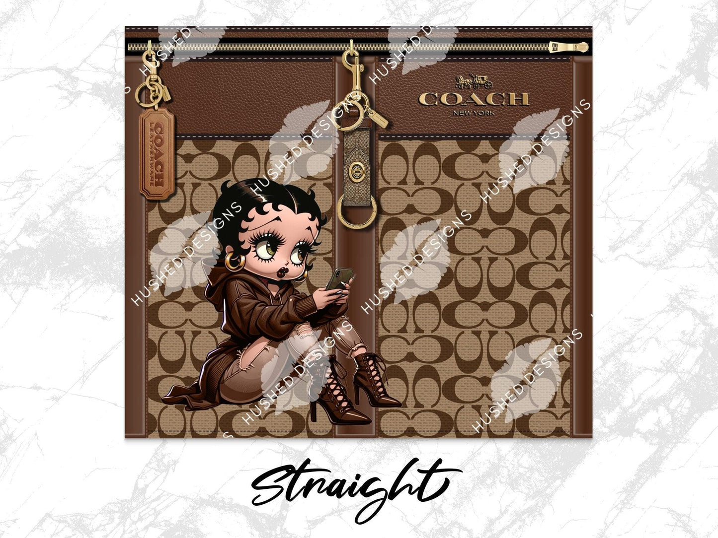 NY Coach Brown Monogram with Betty Boop Fabric Texture - Hushed Designs