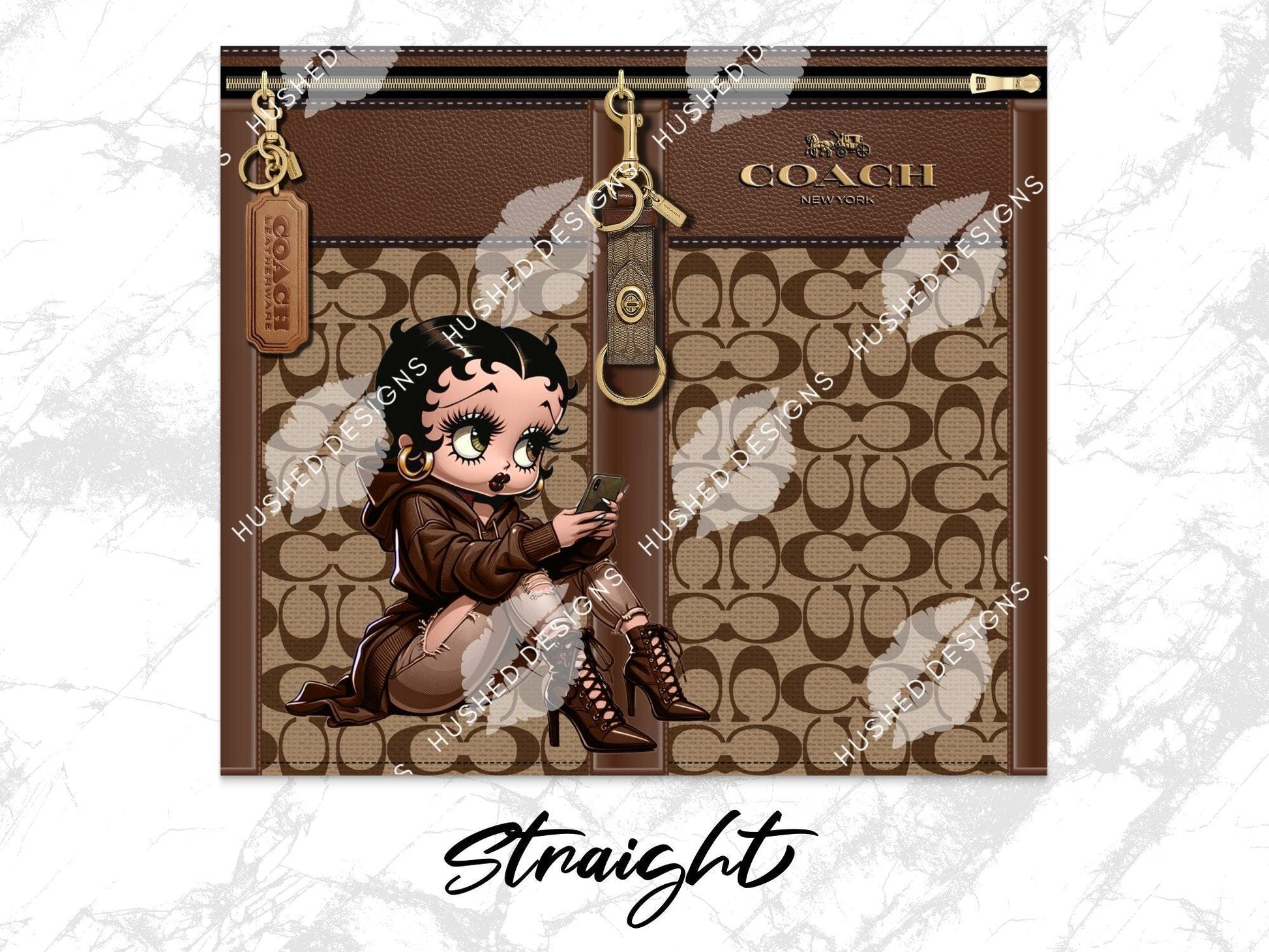 NY Coach Brown Monogram with Betty Boop Fabric Texture - Hushed Designs