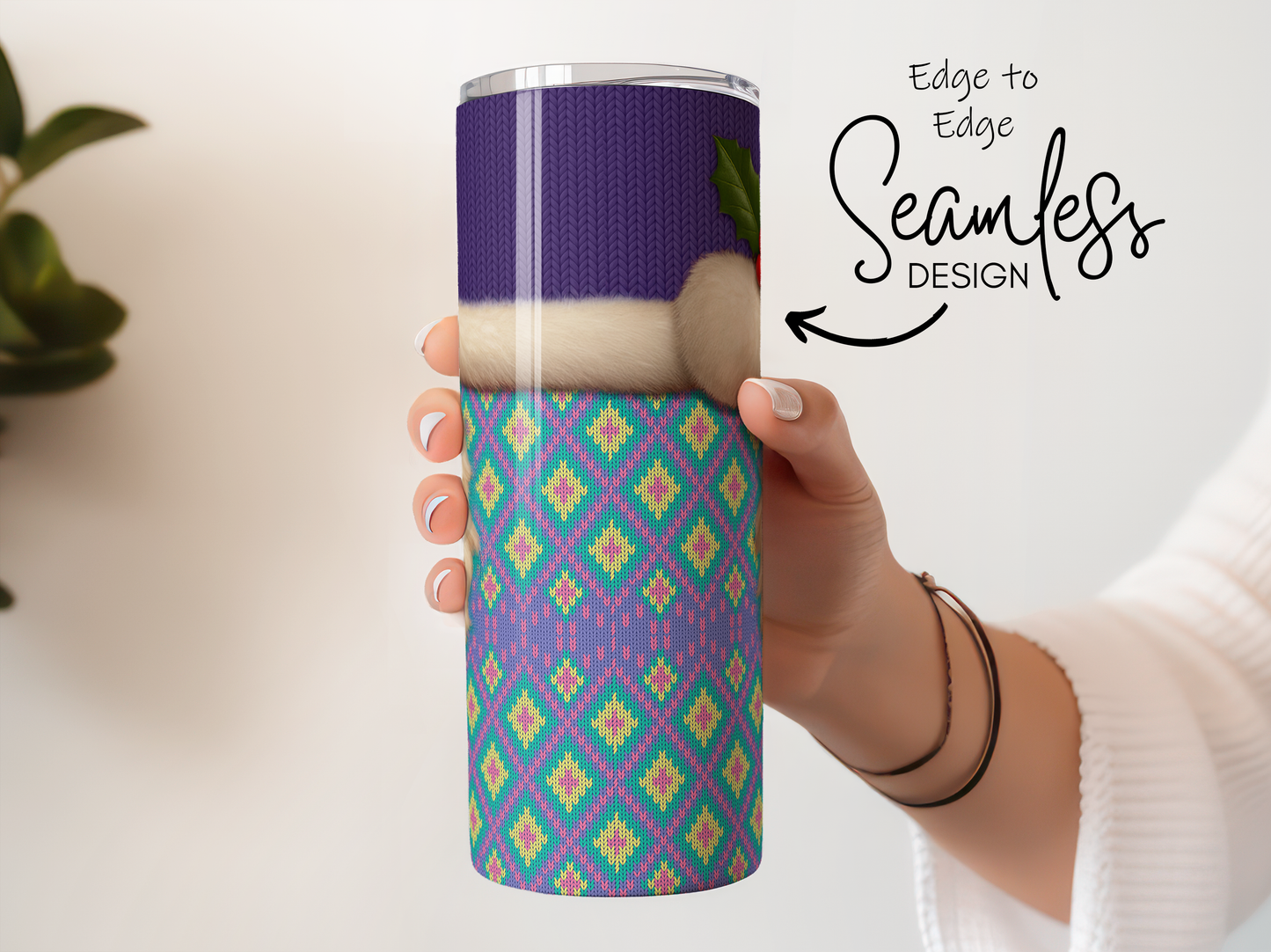 Seamless Design Tumbler, Colorful Geometric Pattern, Insulated Travel Mug, Unique Gift Idea