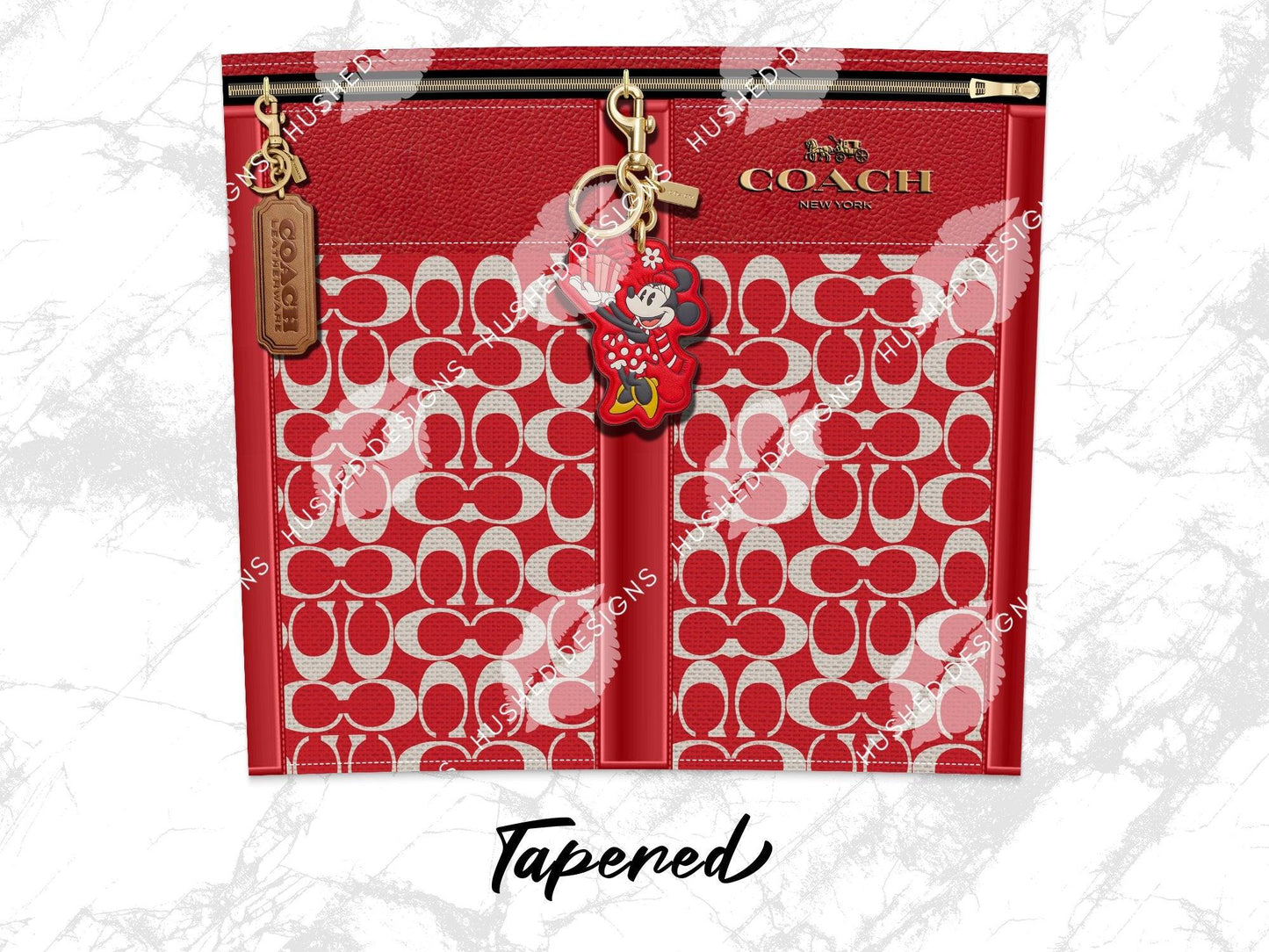 NY Coach Red Monogram with Minnie Key Chain Fabric Texture - Hushed Designs