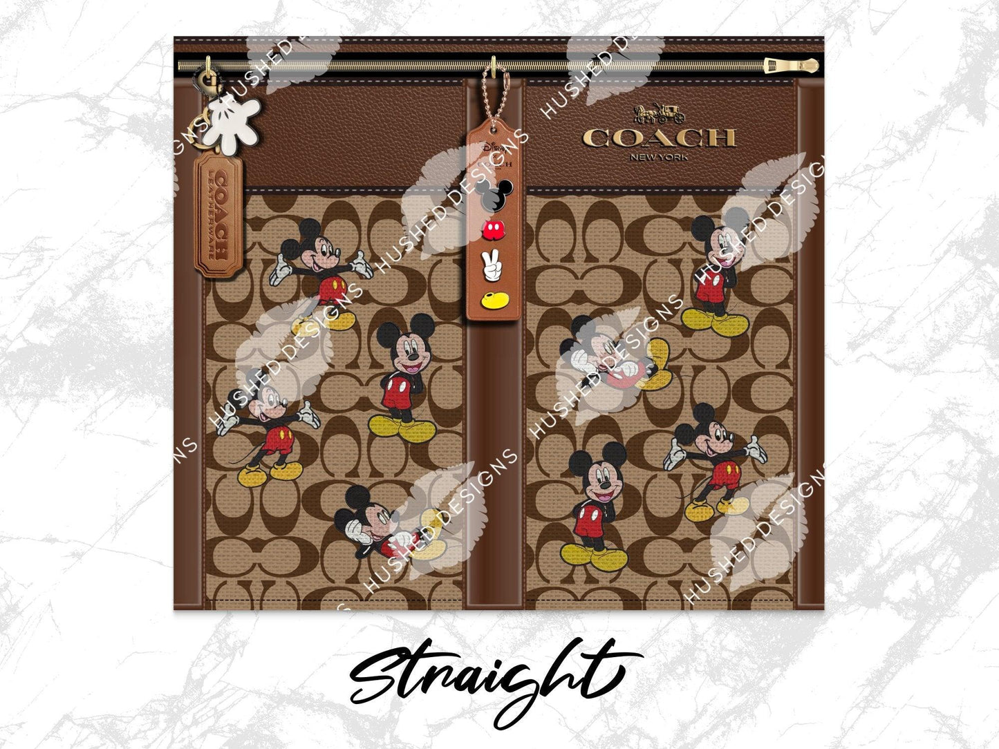 NY Coach Brown Monogram with Mickey Fabric Texture - Hushed Designs