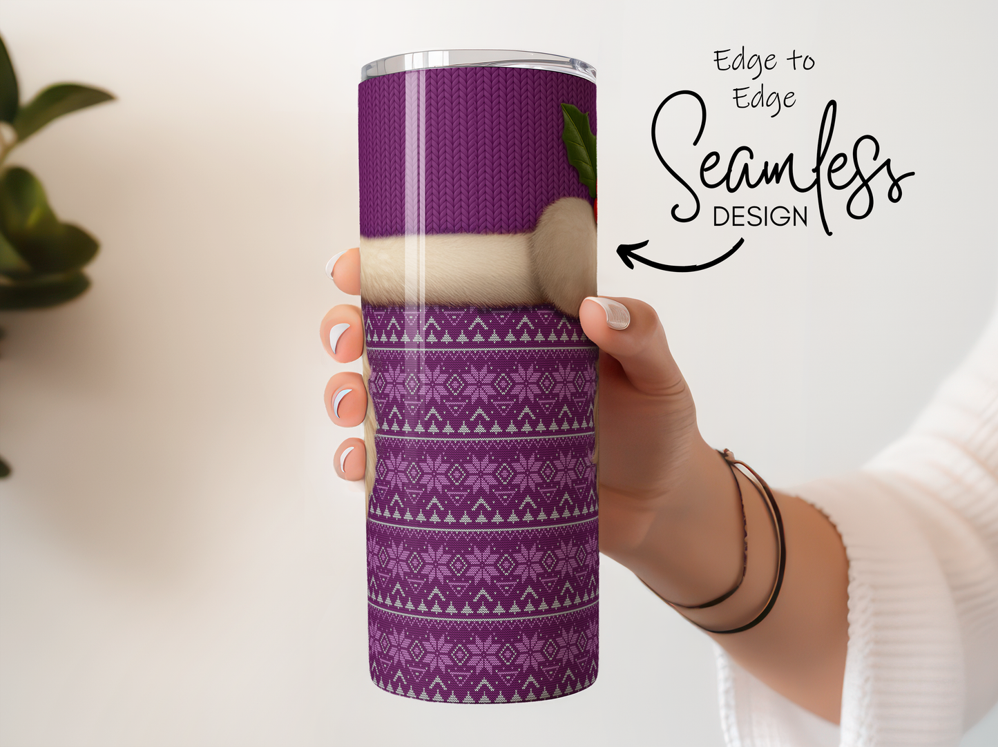Seamless Purple Tribal Pattern Insulated Tumbler, Stainless Steel Travel Mug, Unique Gift Idea