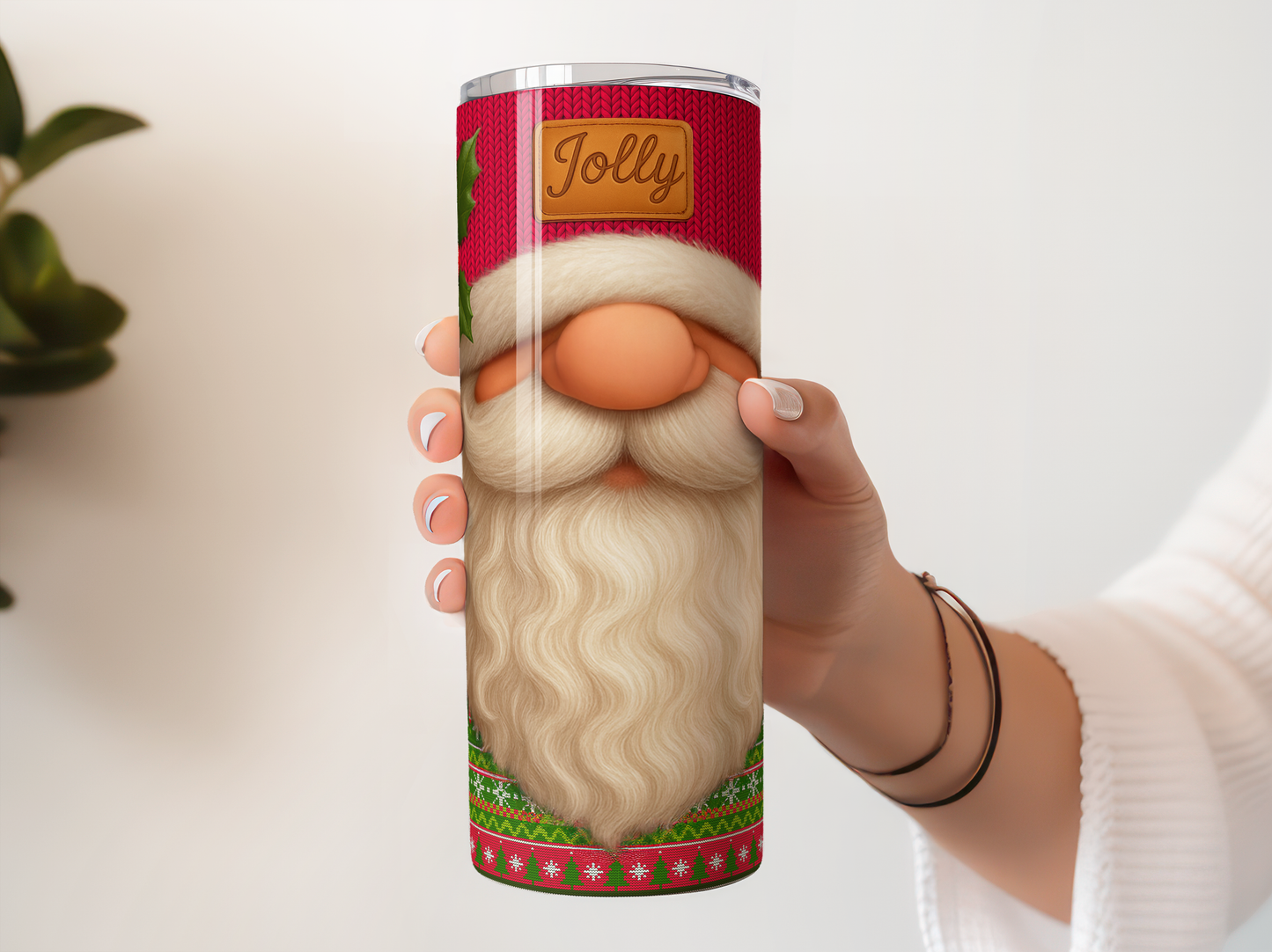 Festive Santa Claus Tumbler, Christmas Holiday Insulated Drink Cup, Gift Idea, Jolly Seasonal Beverage Holder