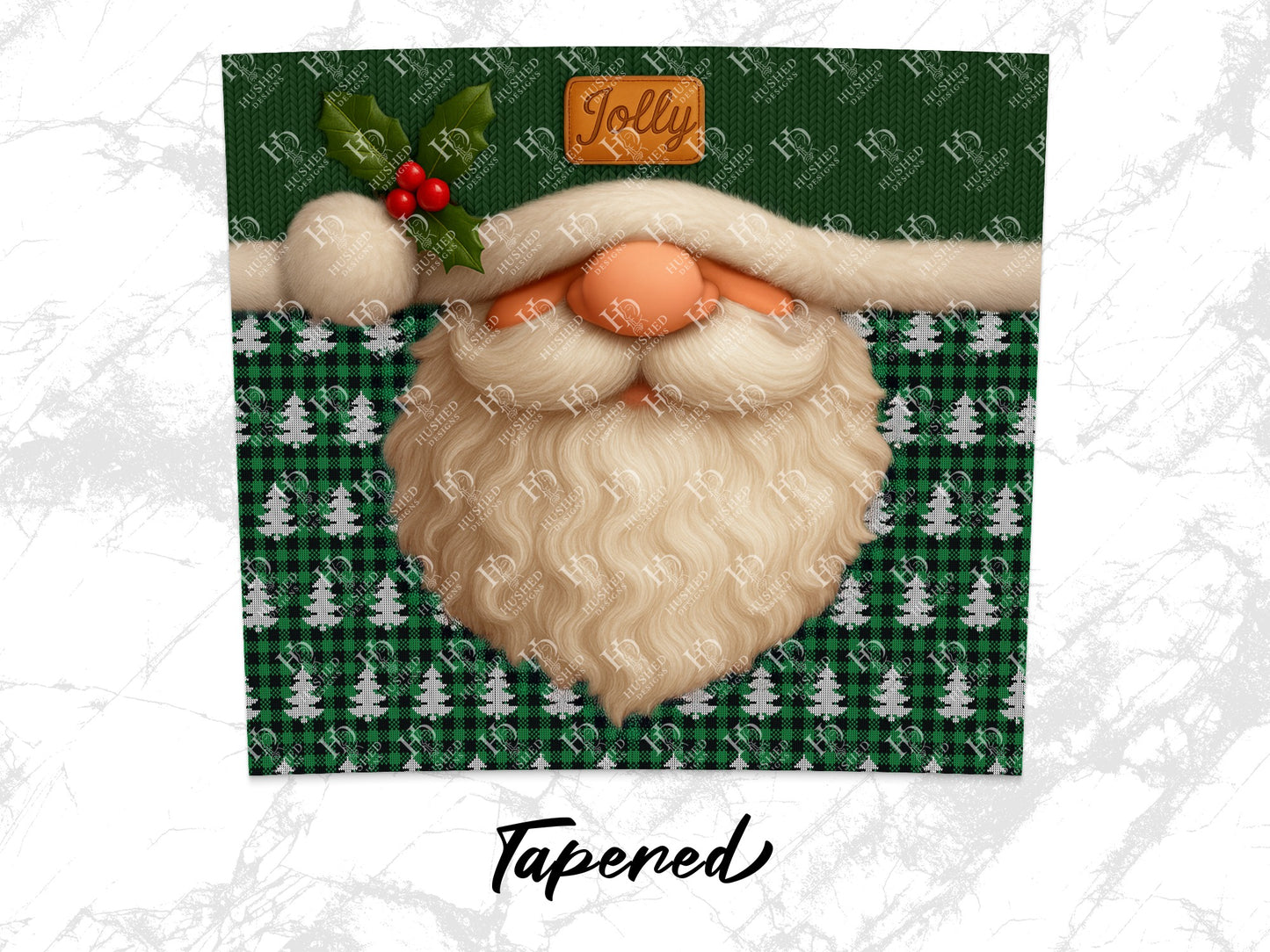 Christmas Santa Claus Wall Art, Festive Holiday Decor, Green Plaid Background, Jolly Winter Decoration