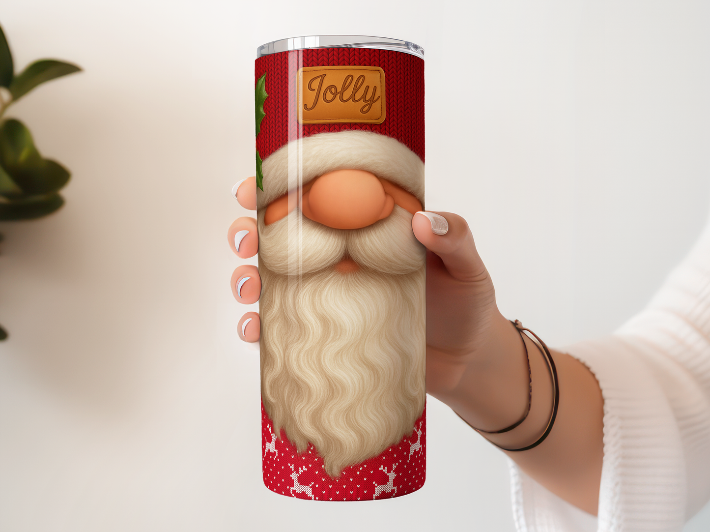 Festive Santa Claus Tumbler, Christmas Insulated Drinkware, Holiday Gift Idea, Red and White Santa Cup