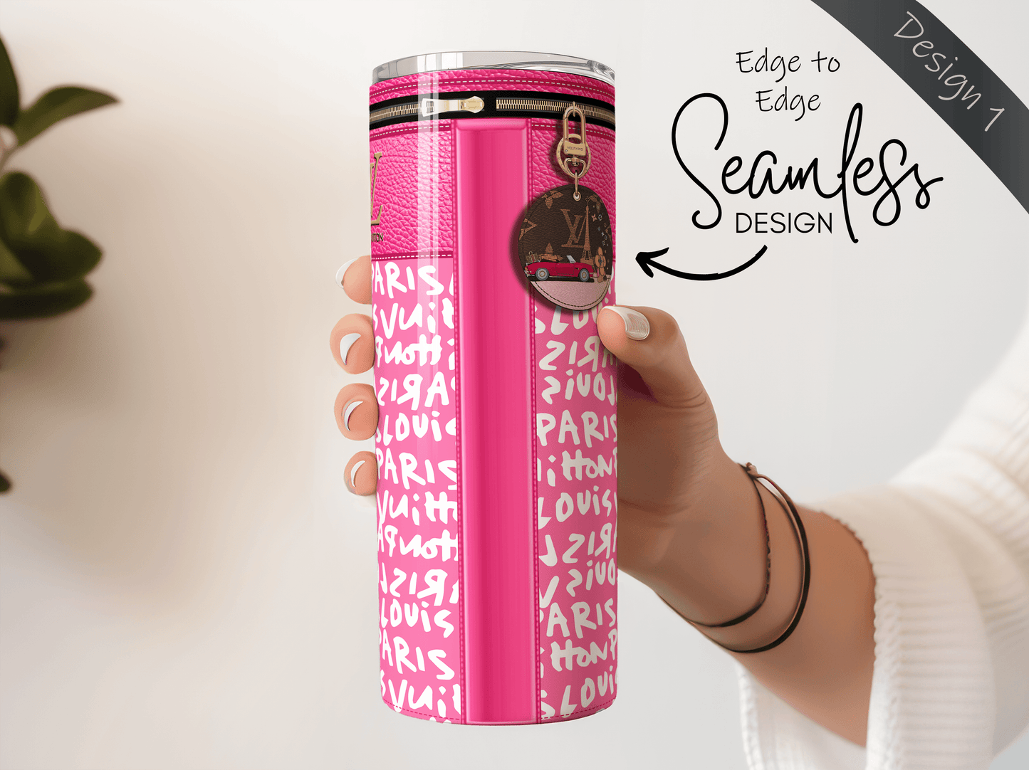 LV Pink Graffiti Monogram Lunch Tote and Tumbler Set Plain - Hushed Designs