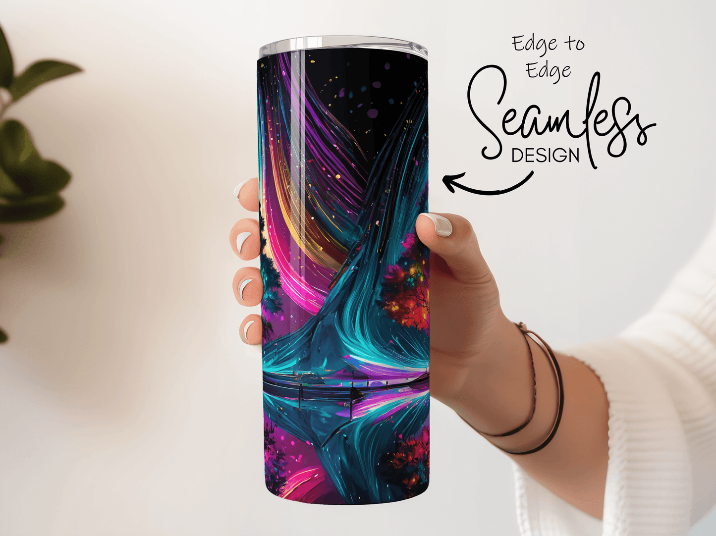 Tree of Life with Colorful Light Auroras - Hushed Designs