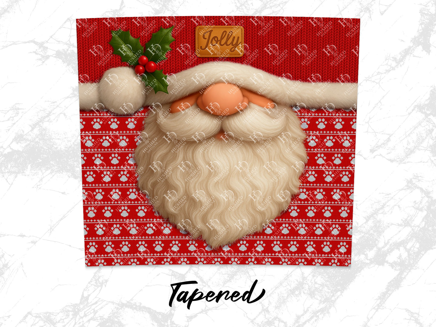 Handmade Christmas Santa Claus Beard Card, Festive Holiday Greeting with Holly Berry Decoration