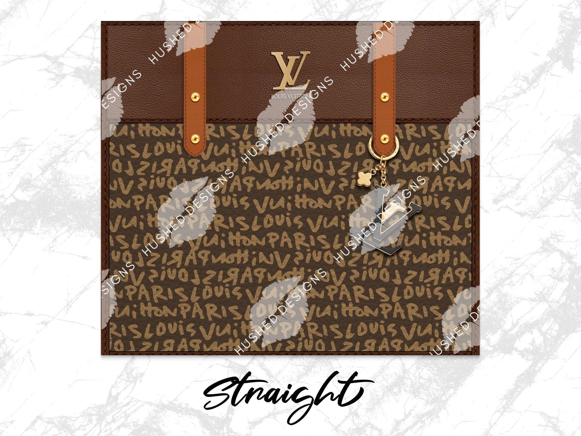 LV Brown Graffiti Monogram Designer Purse with Leather Texture - Hushed Designs
