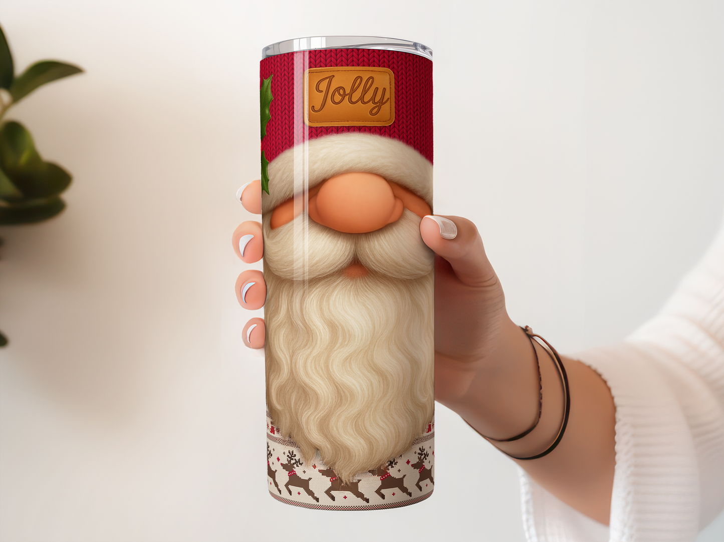 Festive Santa Tumbler, Christmas Drinkware, Santa Beard and Hat, Holiday Gift, Insulated Beverage Holder, Unique Seasonal Cup