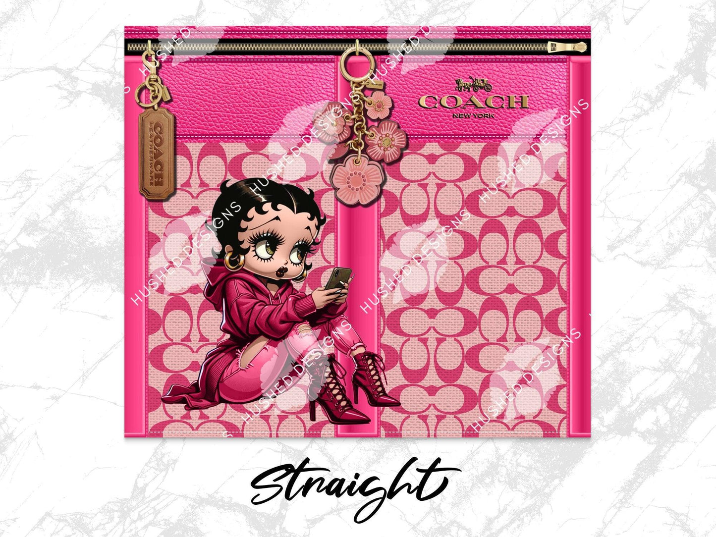 NY Coach Pink Monogram with Betty Boop Fabric Texture - Hushed Designs