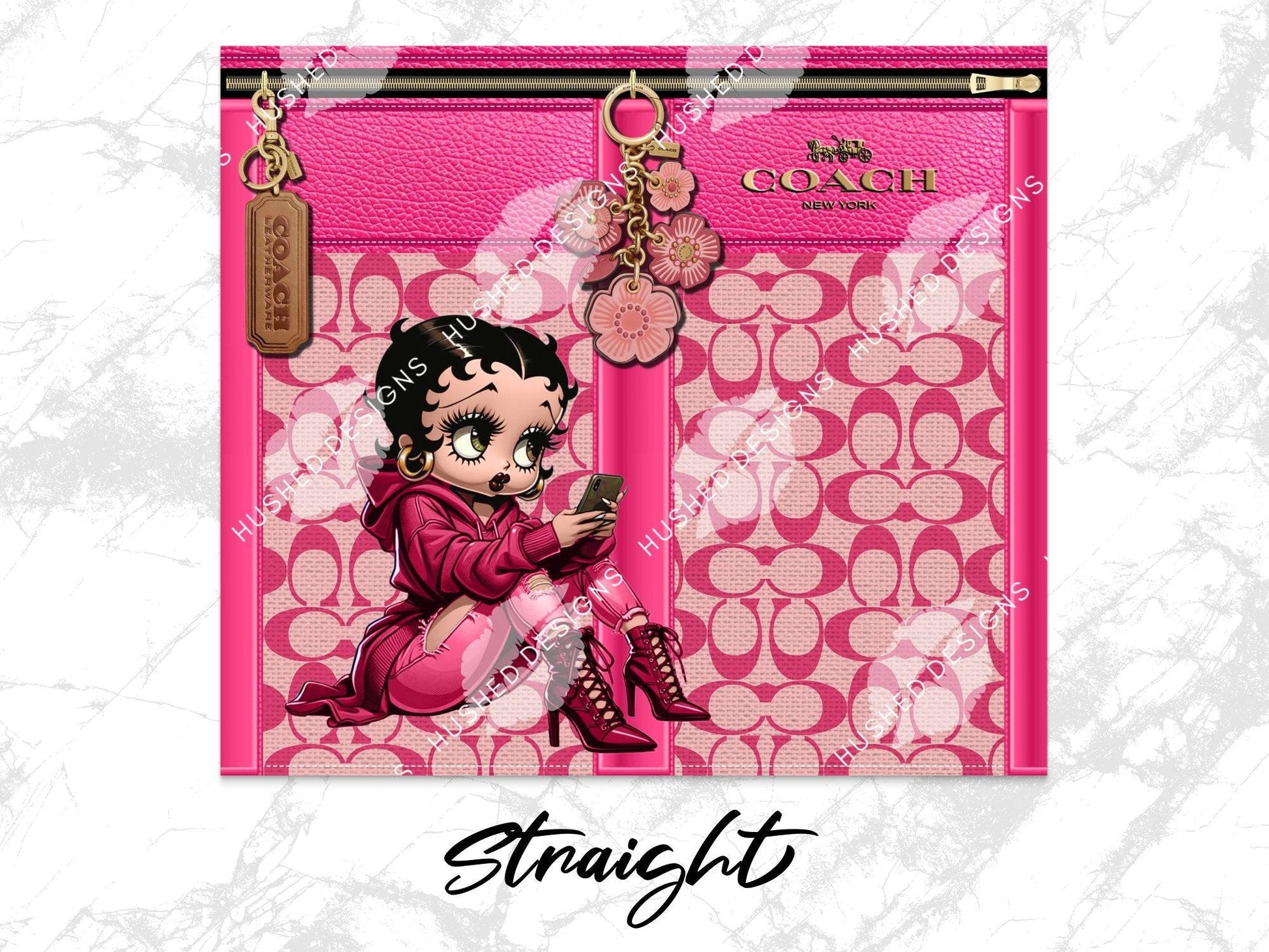 NY Coach Pink Monogram with Betty Boop Fabric Texture - Hushed Designs