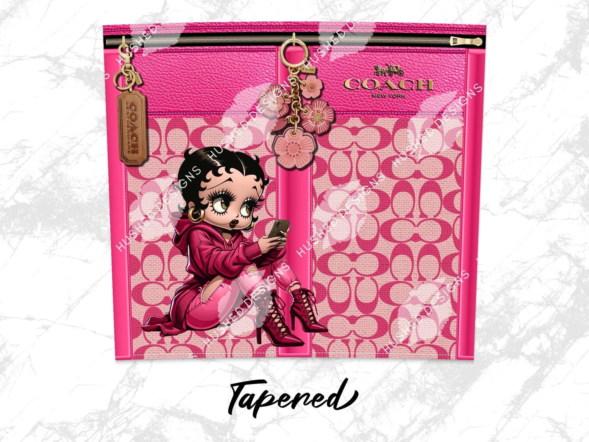 NY Coach Pink Monogram with Betty Boop Fabric Texture - Hushed Designs