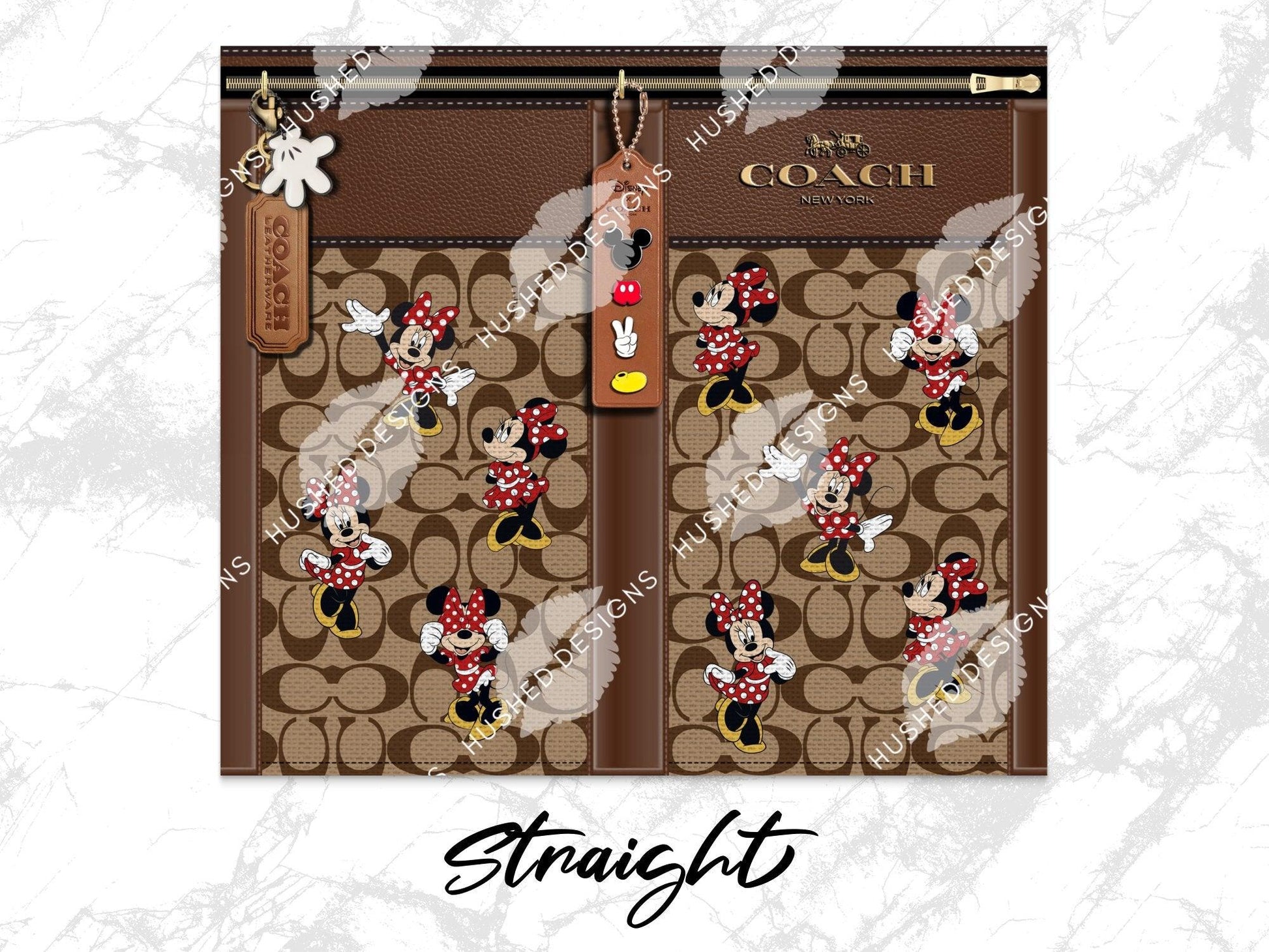 NY Coach Brown Monogram with Minnie Fabric Texture - Hushed Designs