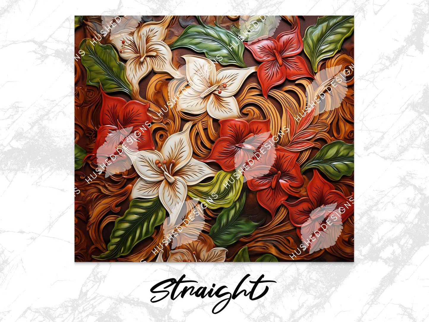 Alstroemeria Flowers Tooled Leather - Hushed Designs