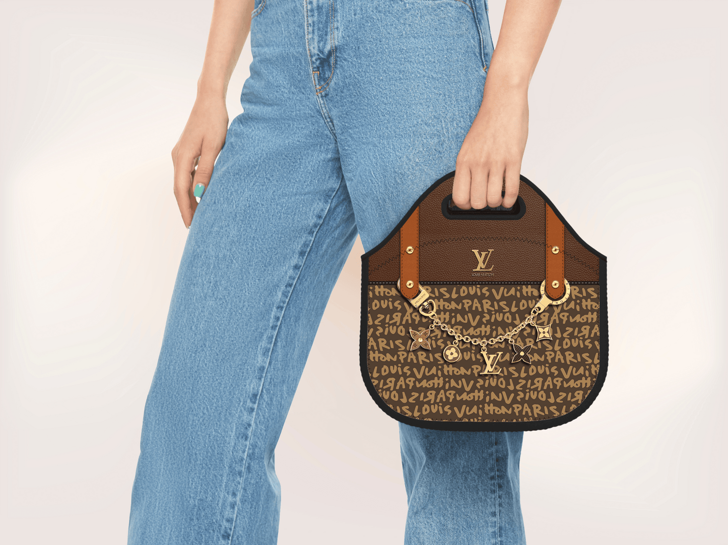 LV Brown Graffiti Monogram Lunch Tote and Tumbler Set Plain - Hushed Designs