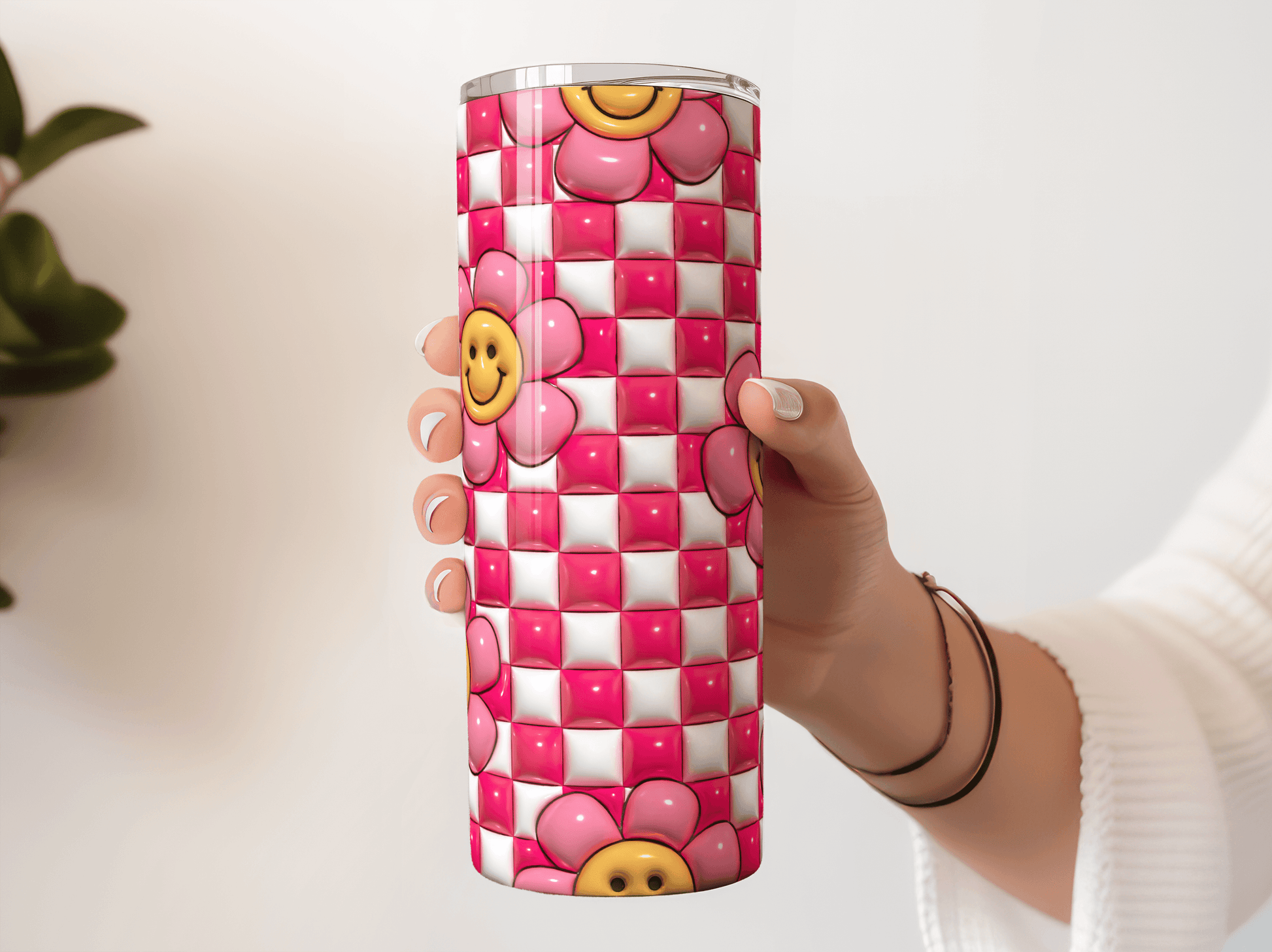 Retro Smiley Face Pink 3D Puff - Hushed Designs