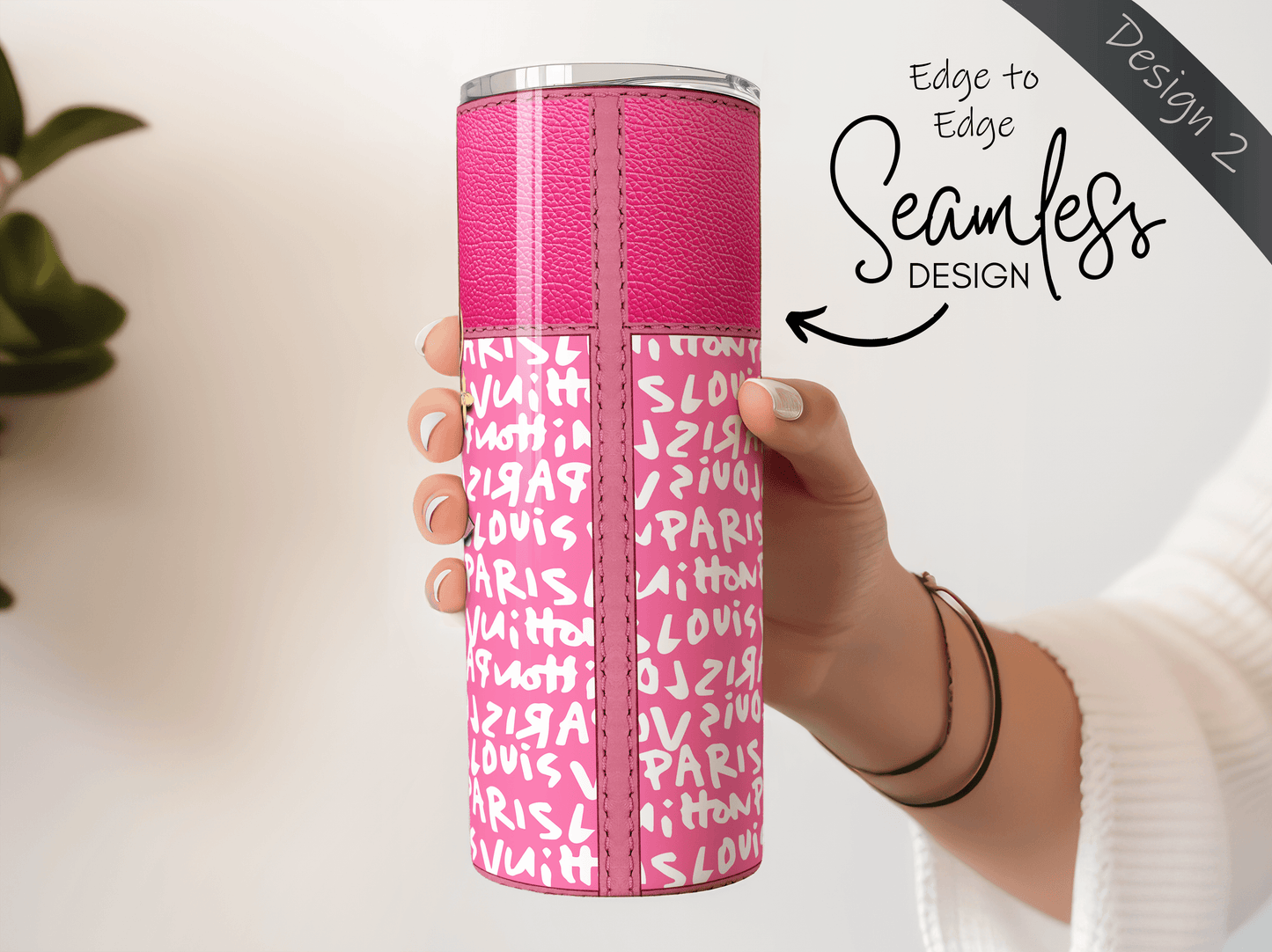 LV Pink Graffiti Monogram Lunch Tote and Tumbler Set Plain - Hushed Designs