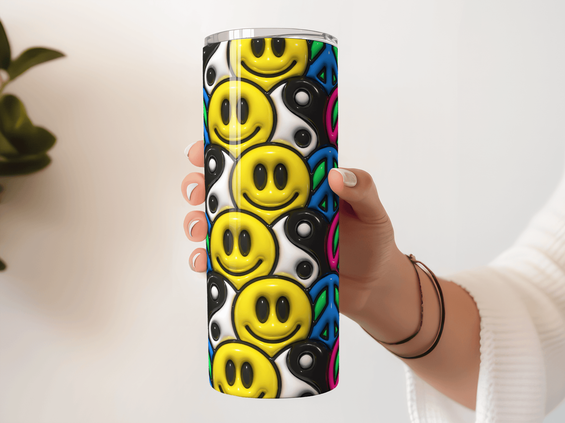 Smiley Face Ying Yang 3D Puff - Hushed Designs