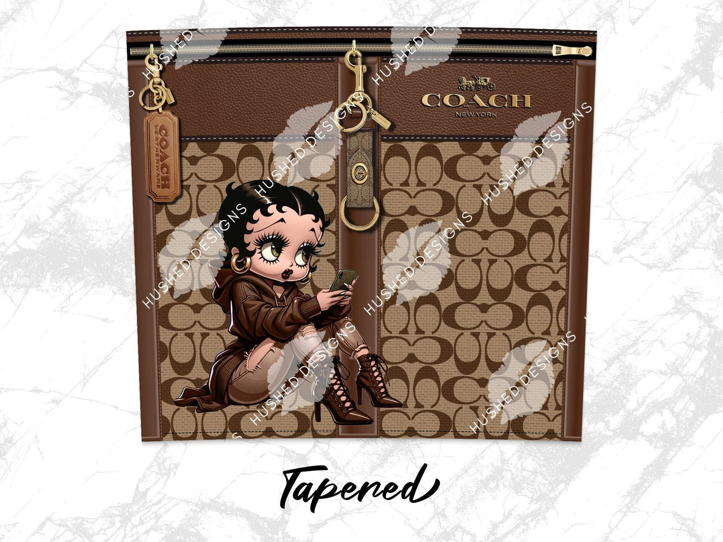 NY Coach Brown Monogram with Betty Boop Fabric Texture - Hushed Designs