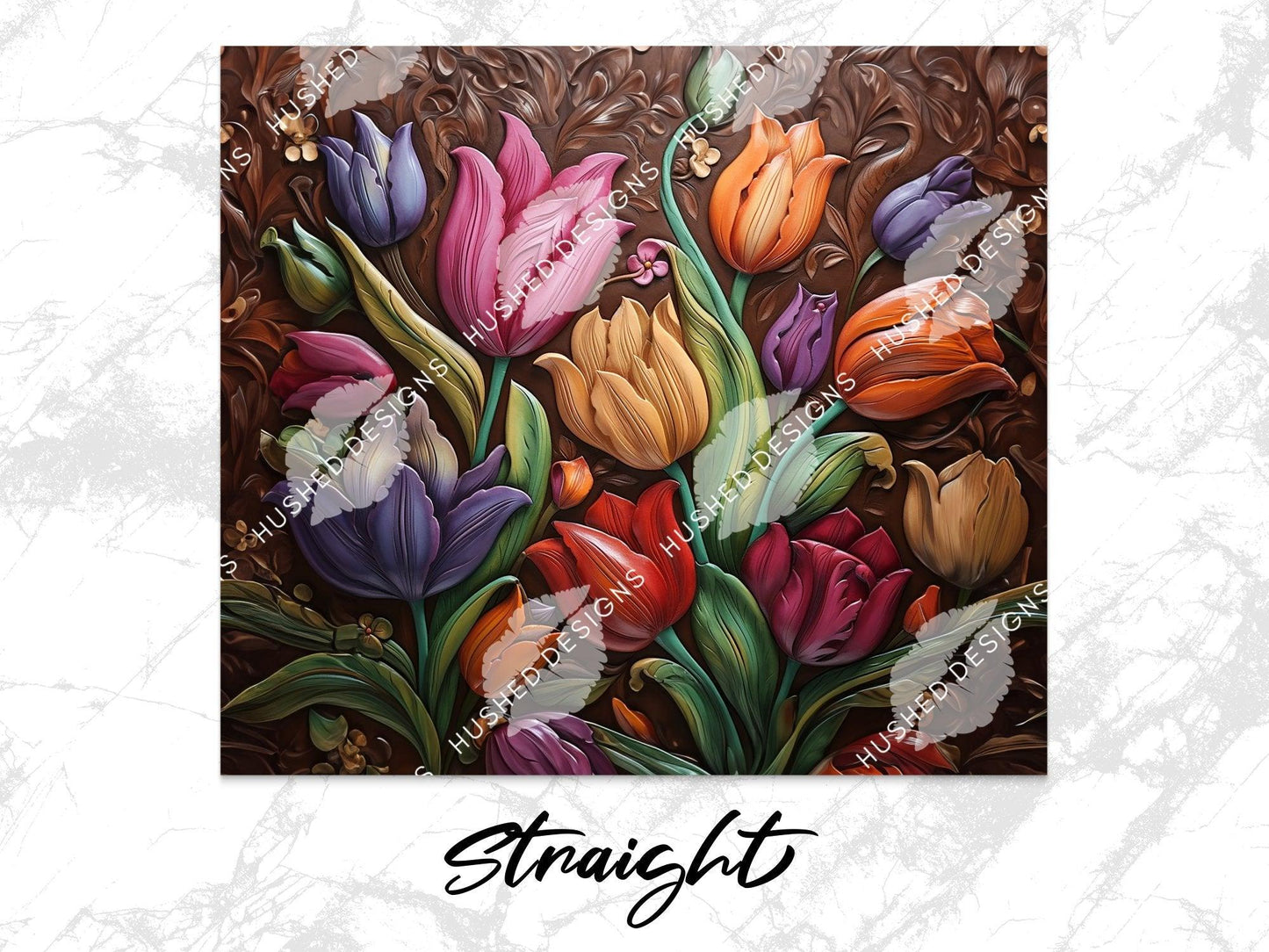 Tulip Flowers Tooled Leather - Hushed Designs