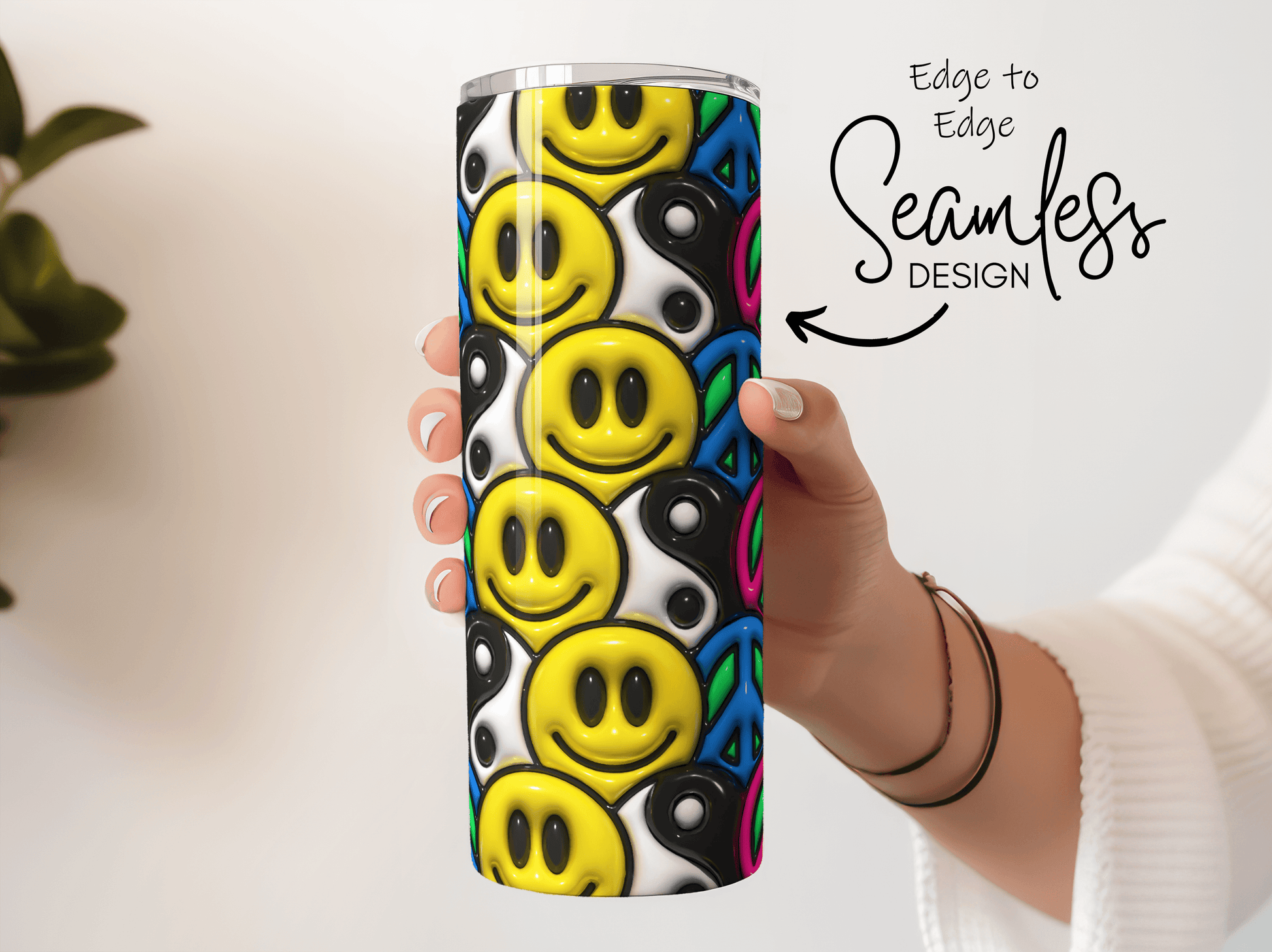 Smiley Face Ying Yang 3D Puff - Hushed Designs