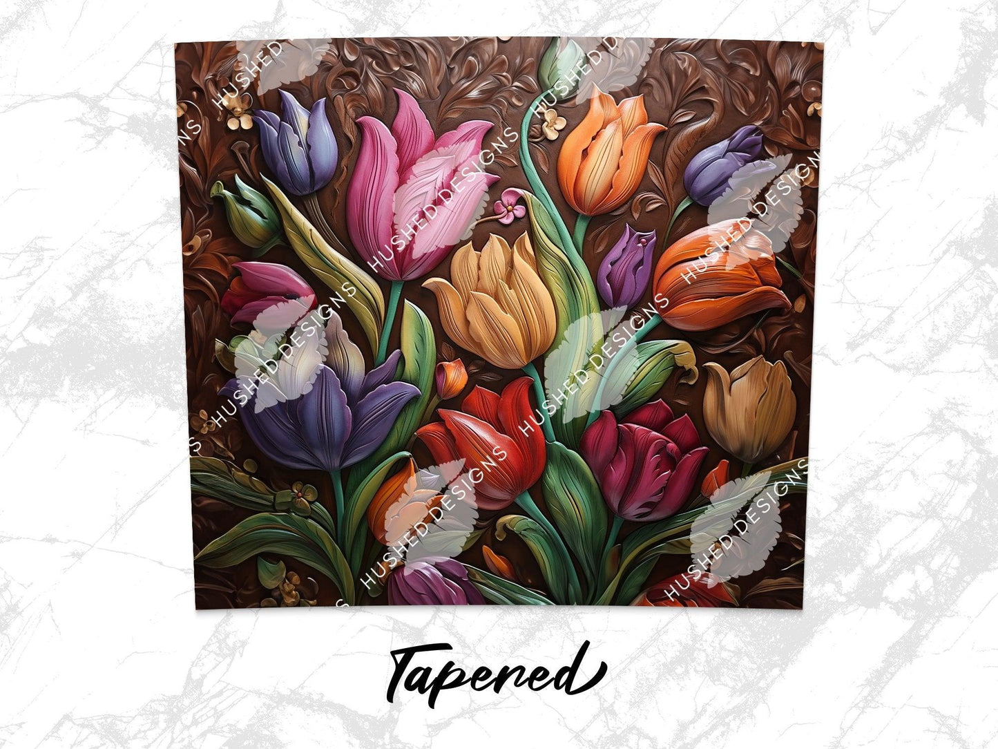 Tulip Flowers Tooled Leather - Hushed Designs