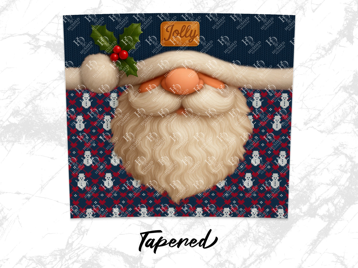 Christmas Santa Gnome Wall Art, Festive Holiday Decor, Plush Beard and Berry Accents