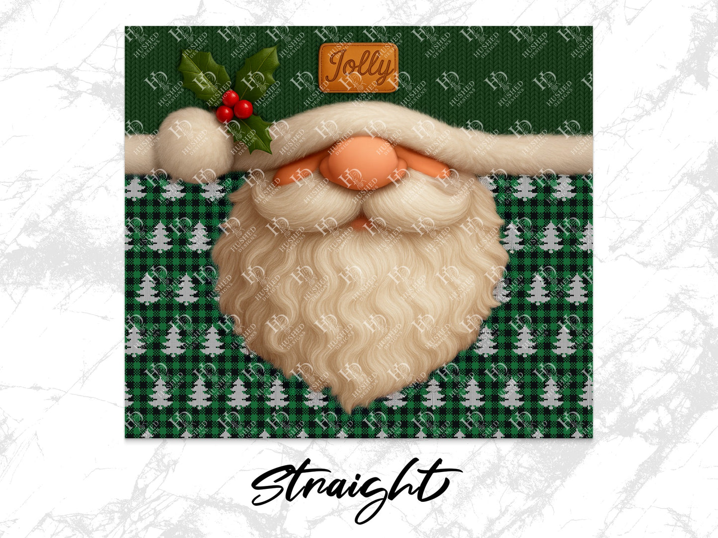 Festive Santa Claus Face Christmas Wall Art, Holiday Home Decor, Jolly Seasonal Decoration, Green Plaid Print