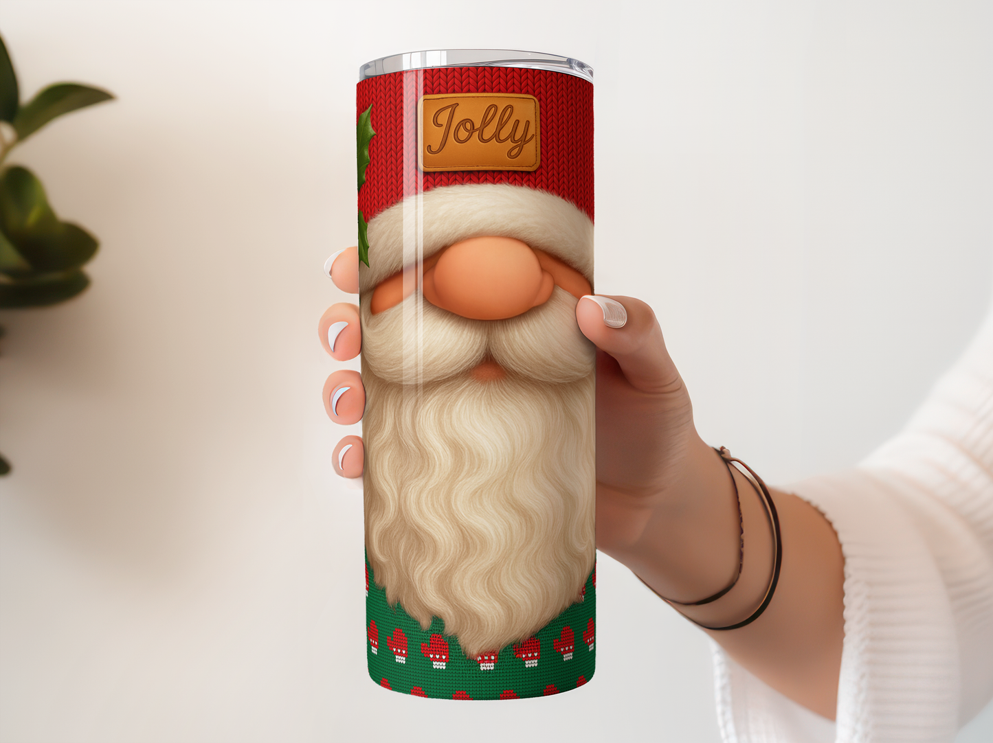 Christmas Santa Tumbler, Holiday Insulated Travel Cup, Red Festive Mug with Jolly Design, Gift Idea