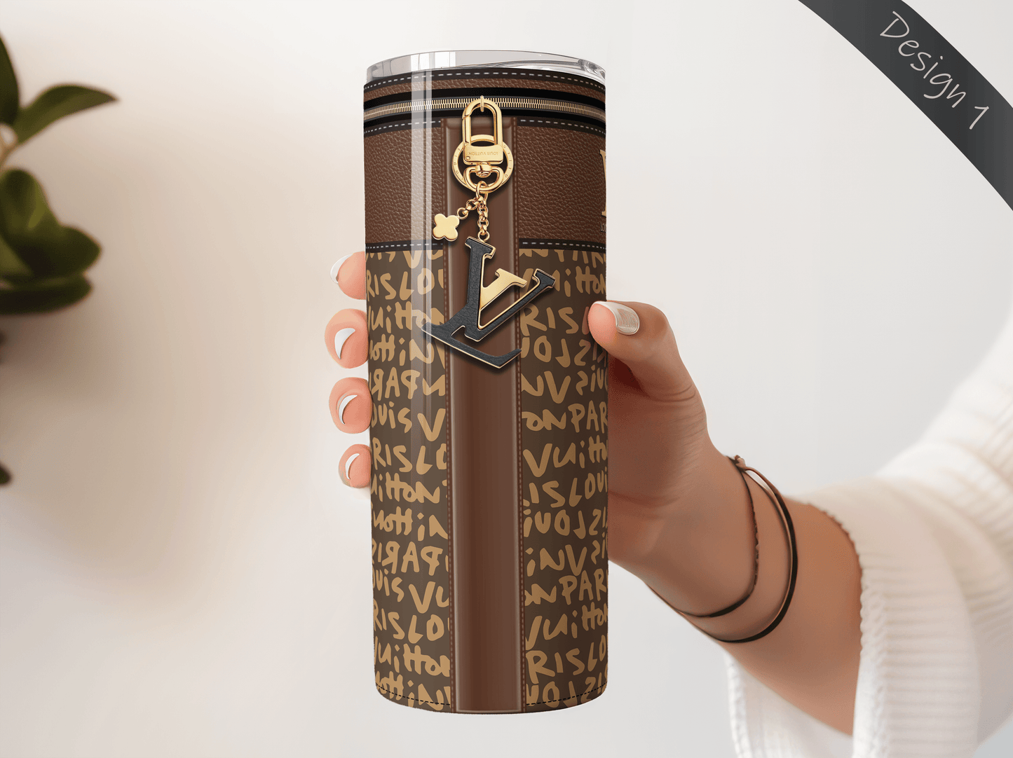 LV Brown Graffiti Monogram Lunch Tote and Tumbler Set Plain - Hushed Designs