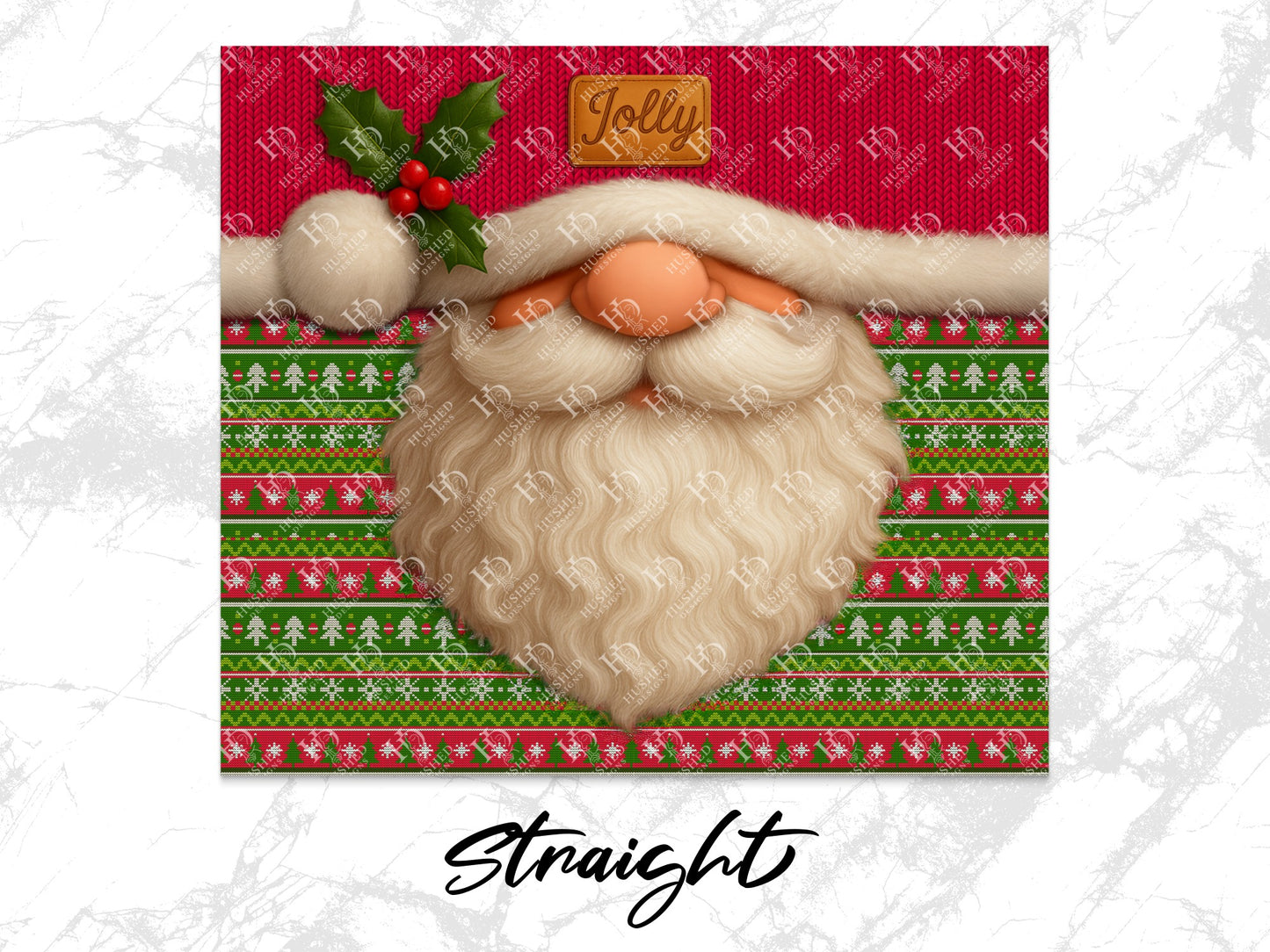 Santa Claus Face Christmas Sweater Design, Holiday Festive Pattern, Jolly Red and Green Knit Texture