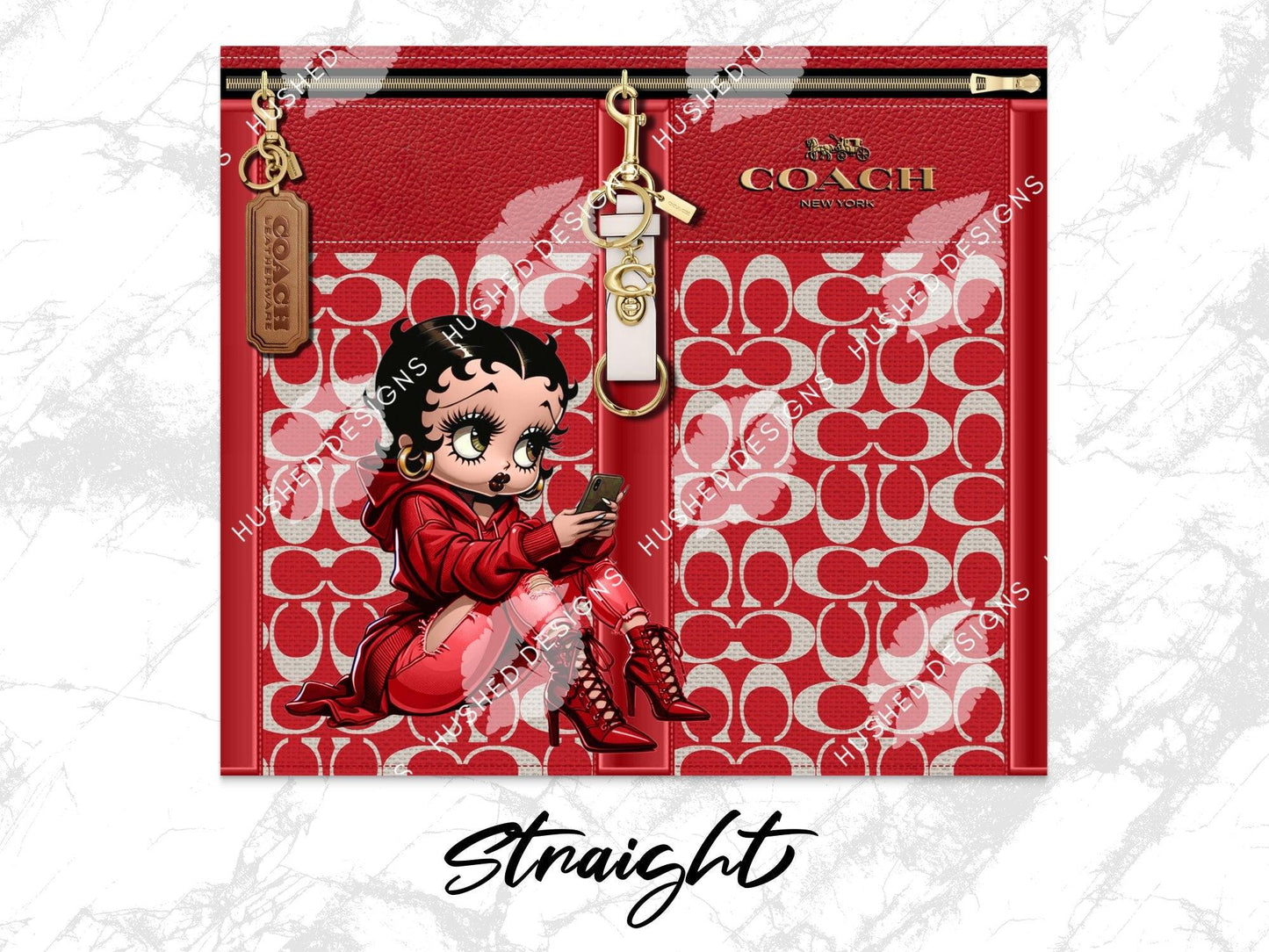 NY Coach Red Monogram with Betty Boop Fabric Texture - Hushed Designs