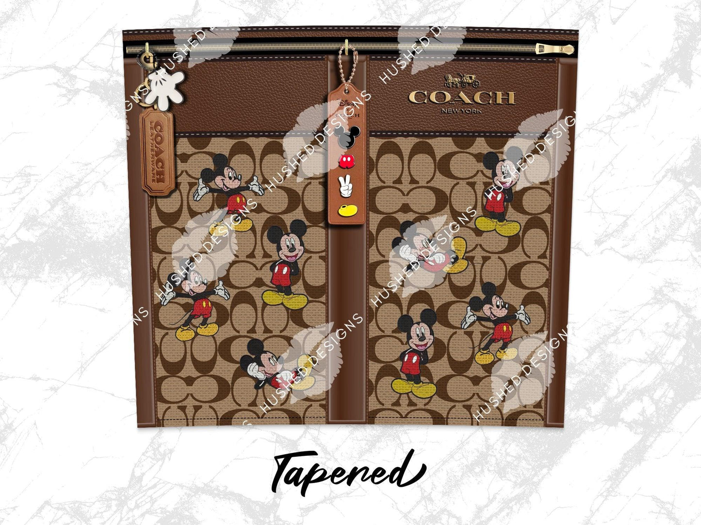 NY Coach Brown Monogram with Mickey Fabric Texture - Hushed Designs