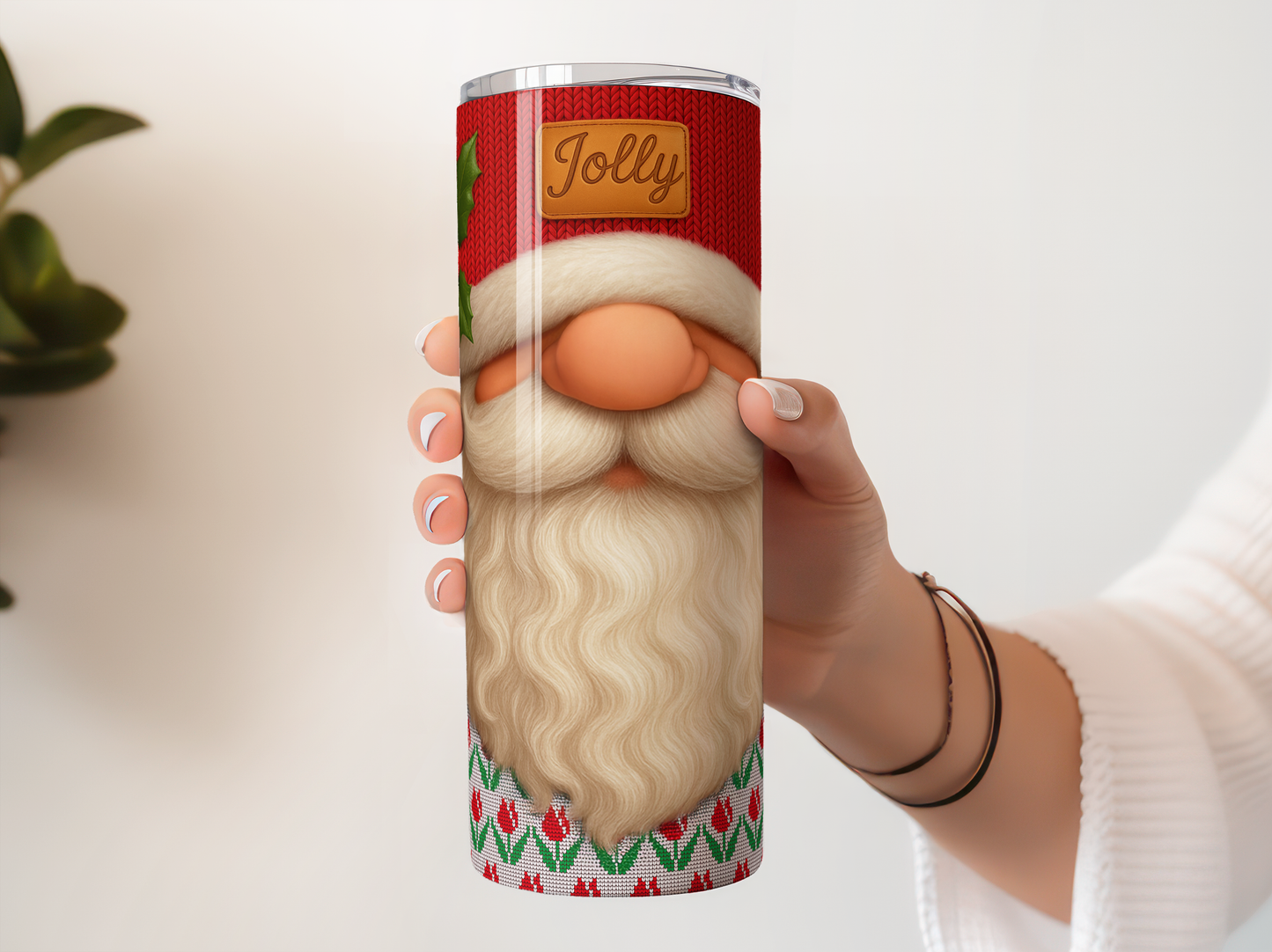 Festive Santa Claus Tumbler, Christmas Holiday Insulated Drinkware, Jolly Santa Beard Design, Unique Gift Idea for Winter