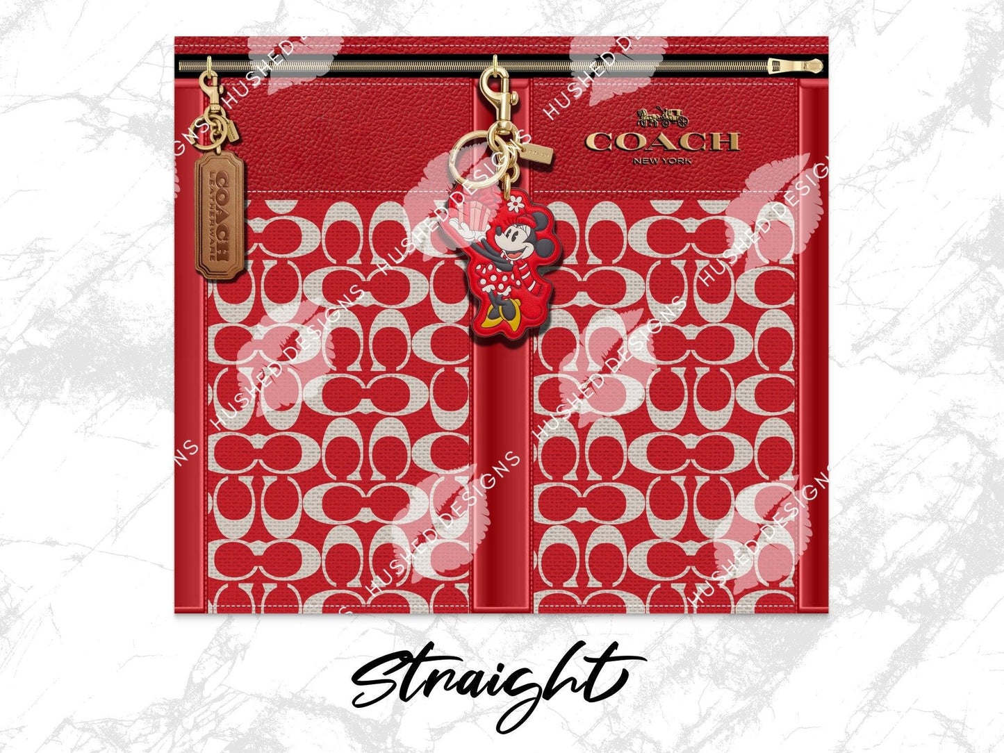 NY Coach Red Monogram with Minnie Key Chain Fabric Texture - Hushed Designs