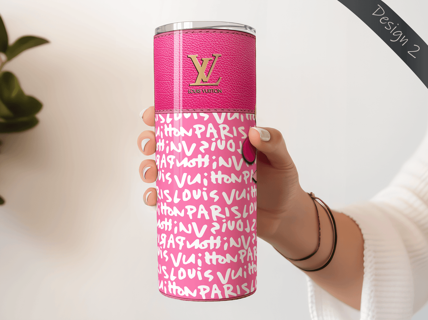 LV Pink Graffiti Monogram Lunch Tote and Tumbler Set Plain - Hushed Designs