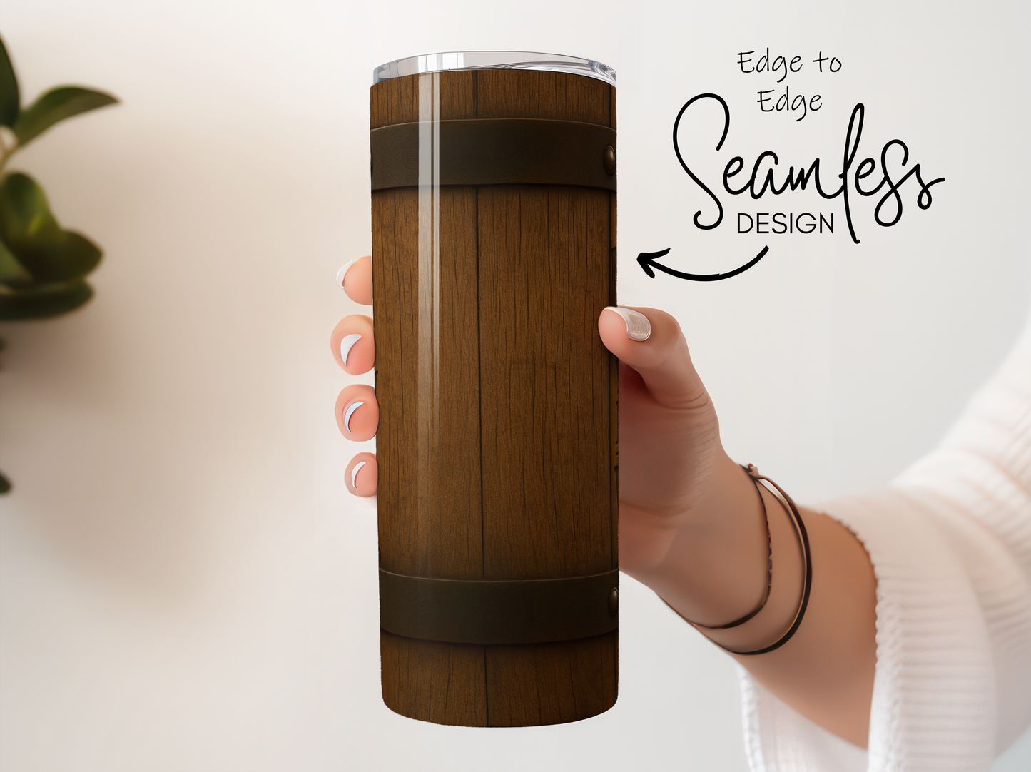 Seamless Wood Design Insulated Travel Mug, Stainless Steel Coffee Tumbler, Eco-Friendly Beverage Holder, Unique Gift Idea