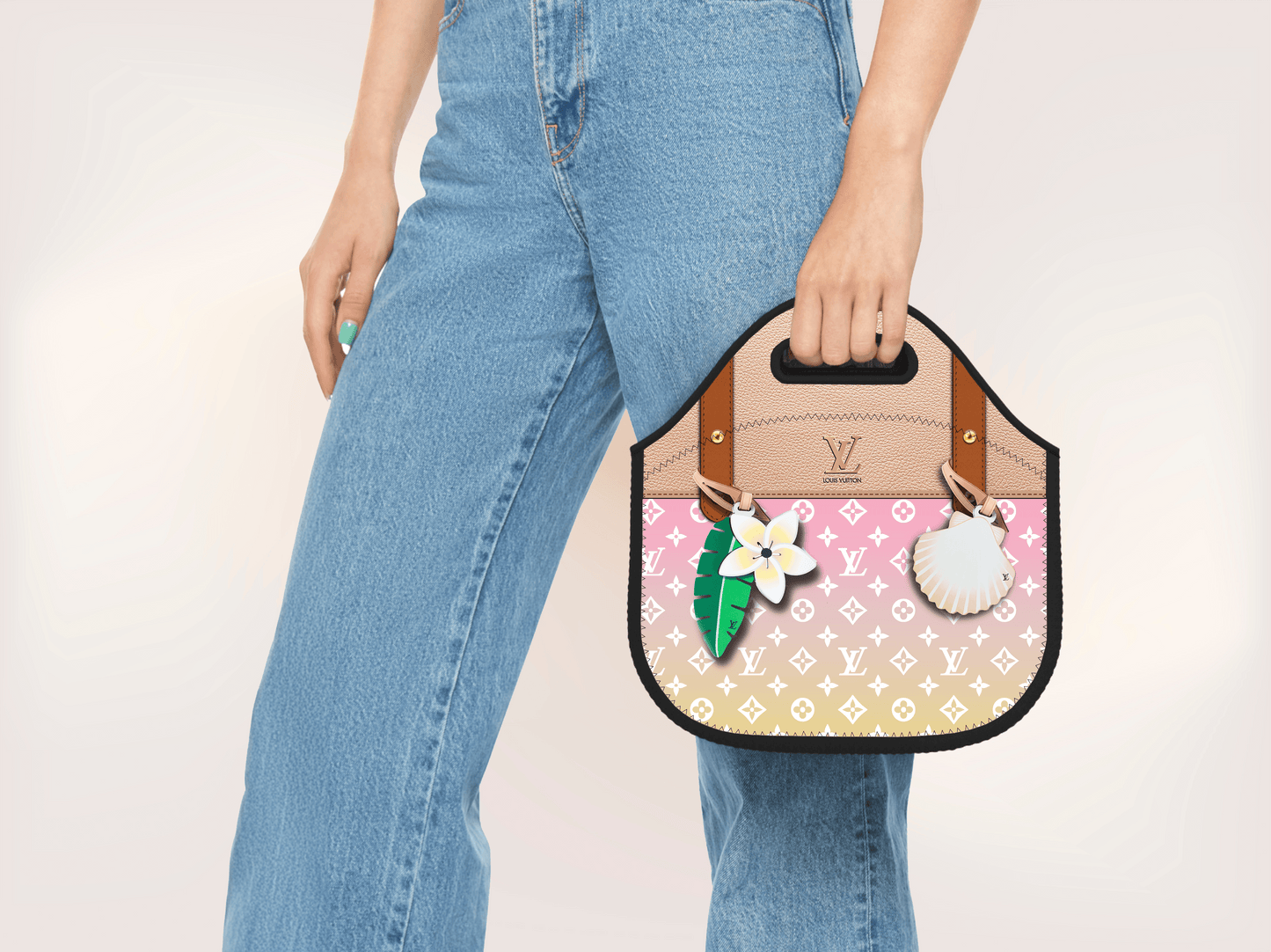 LV Beige By The Pool Lunch Tote and Tumbler Set Plain - Hushed Designs