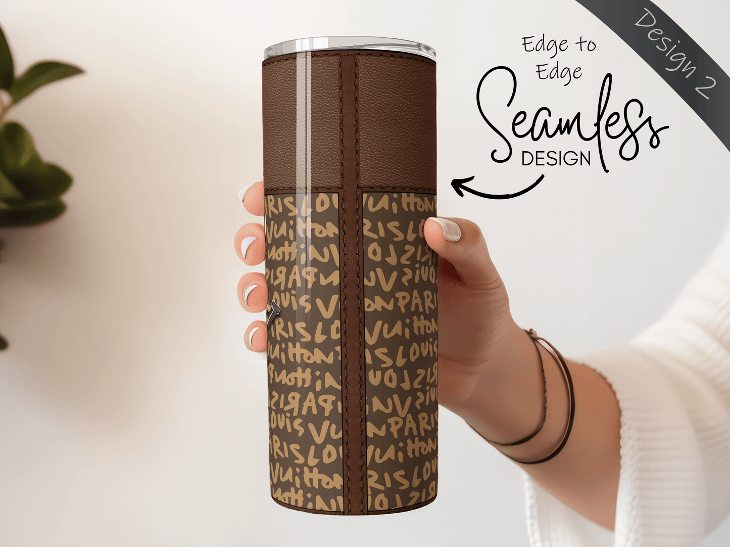 LV Brown Graffiti Monogram Lunch Tote and Tumbler Set Plain - Hushed Designs