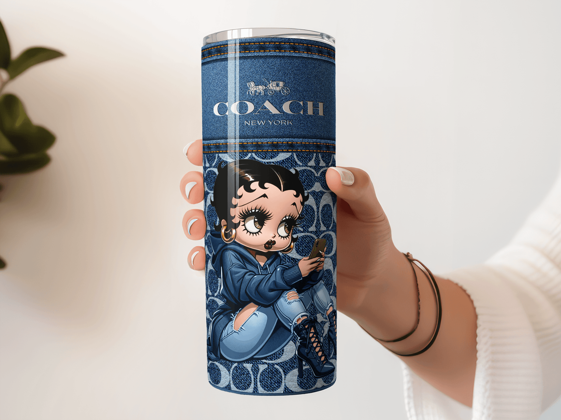 NY Coach Denim Monogram with Betty Boop Fabric Texture - Hushed Designs