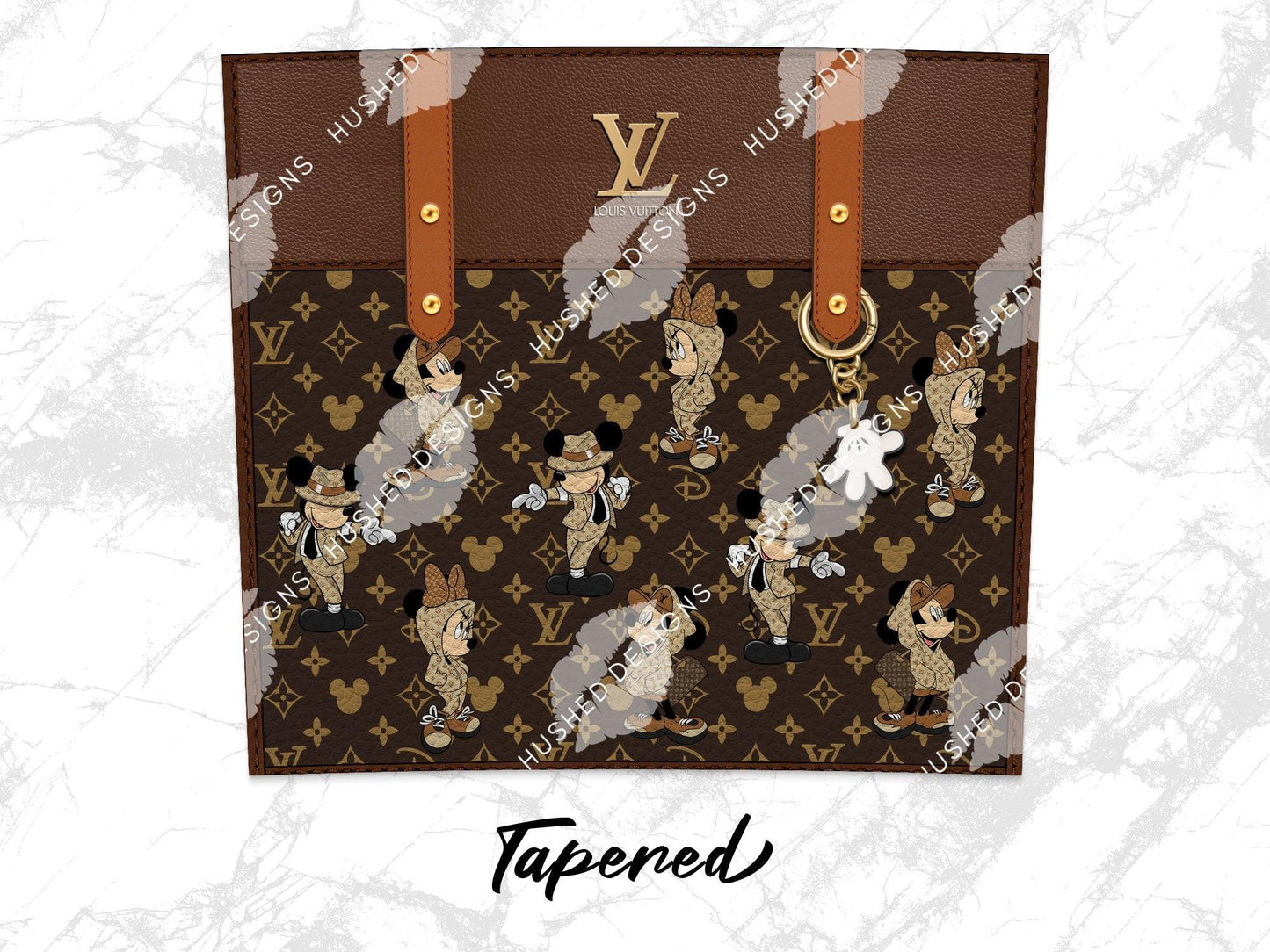 LV Brown Mickey & Minnie Designer Purse with Leather Texture - Hushed Designs
