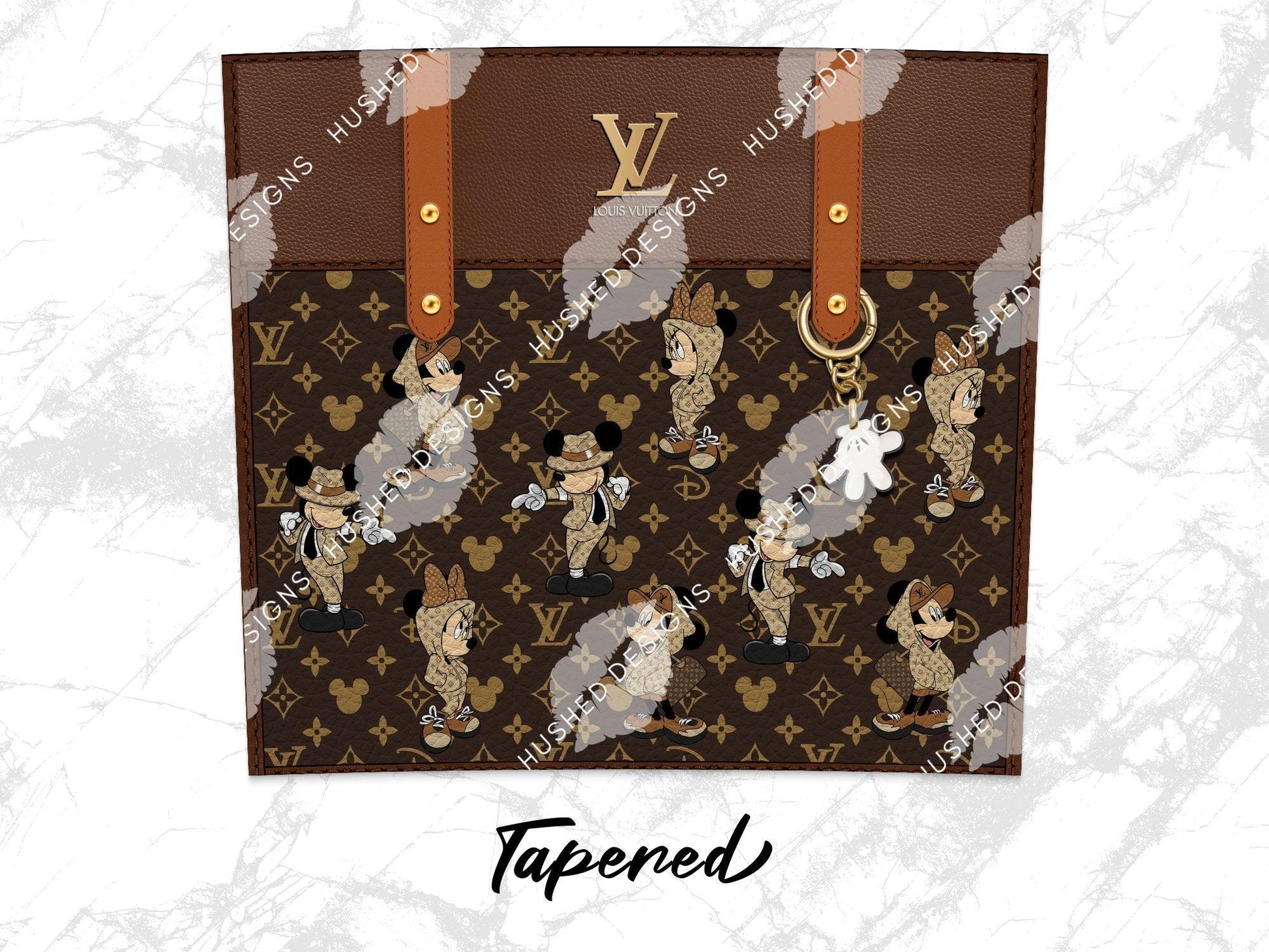 LV Brown Mickey & Minnie Designer Purse with Leather Texture - Hushed Designs
