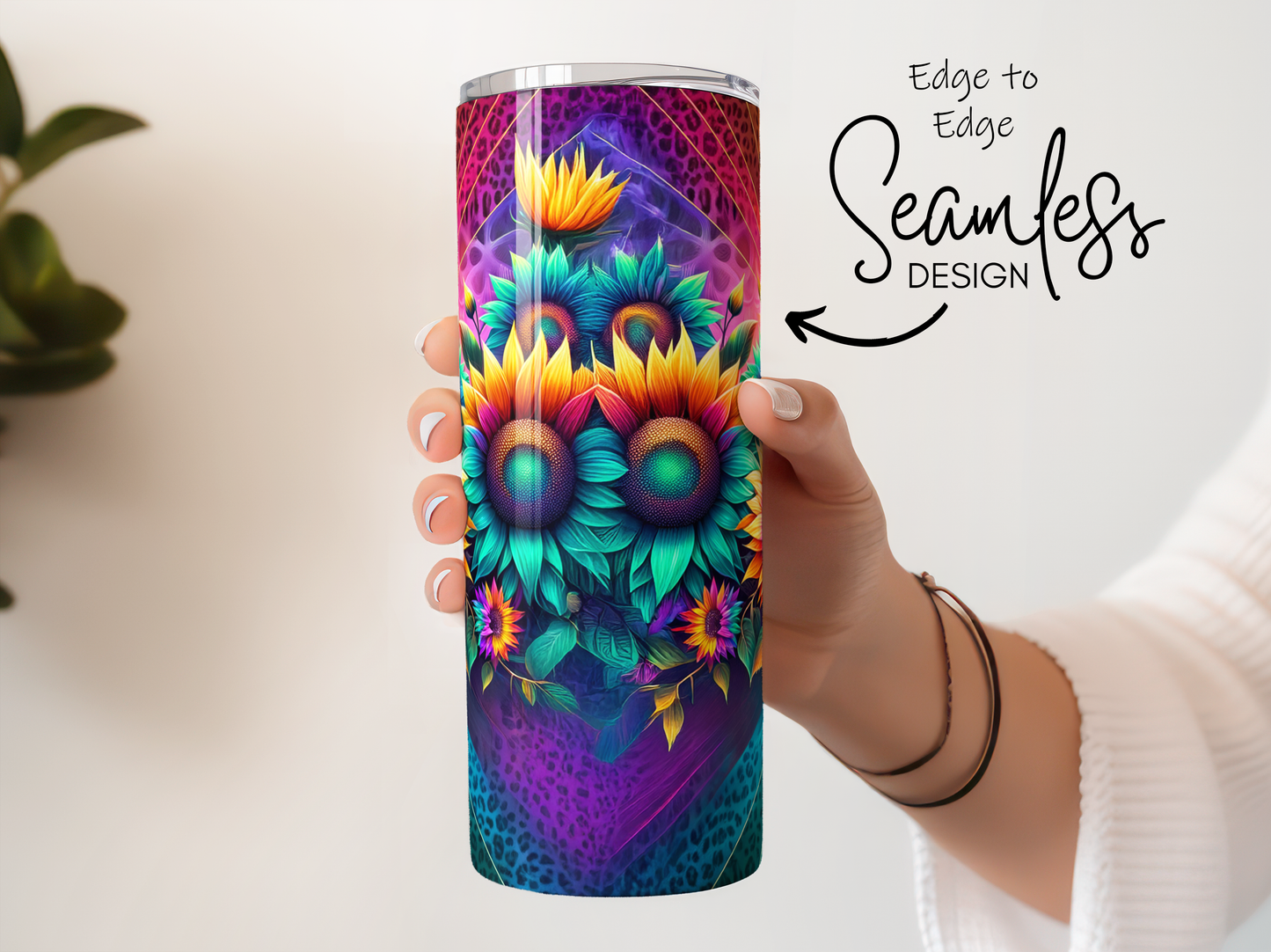 Colorful Seamless Floral Tumbler, Stainless Steel Insulated Cup, Vibrant Travel Mug, Unique Gift Idea