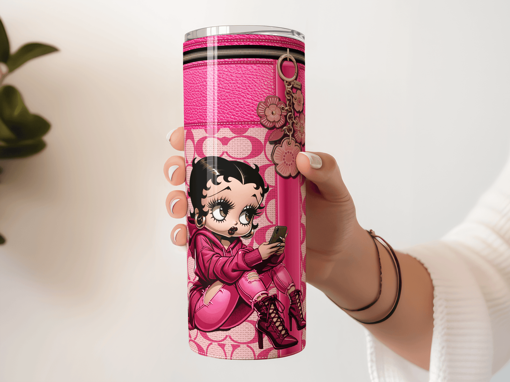 NY Coach Pink Monogram with Betty Boop Fabric Texture - Hushed Designs