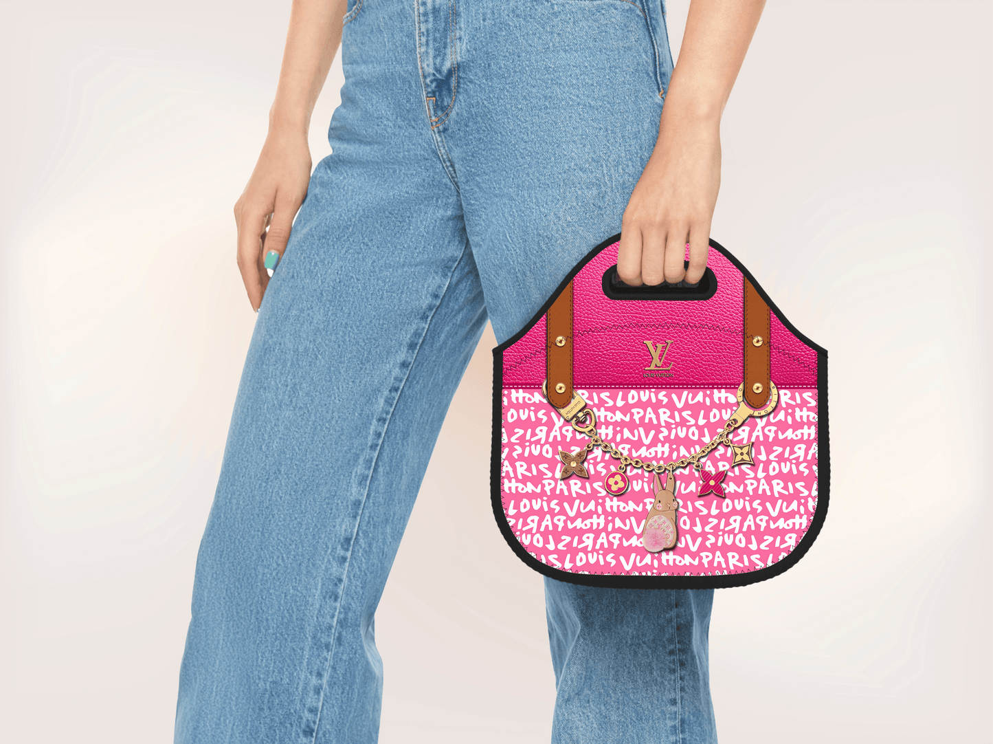 LV Pink Graffiti Monogram Lunch Tote and Tumbler Set Plain - Hushed Designs