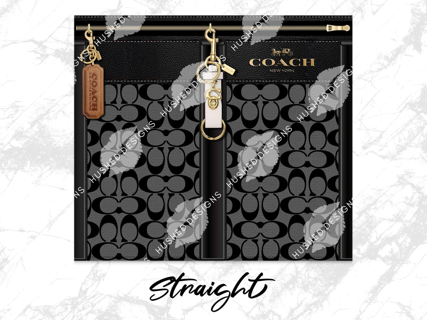 NY Coach Black and Grey Monogram Fabric Texture - Hushed Designs