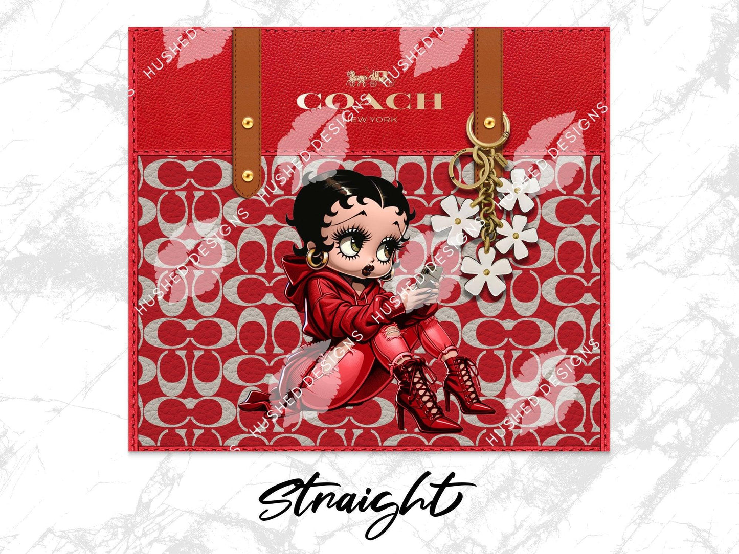 NY Coach Red Monogram with Betty Boop Leather Texture - Hushed Designs