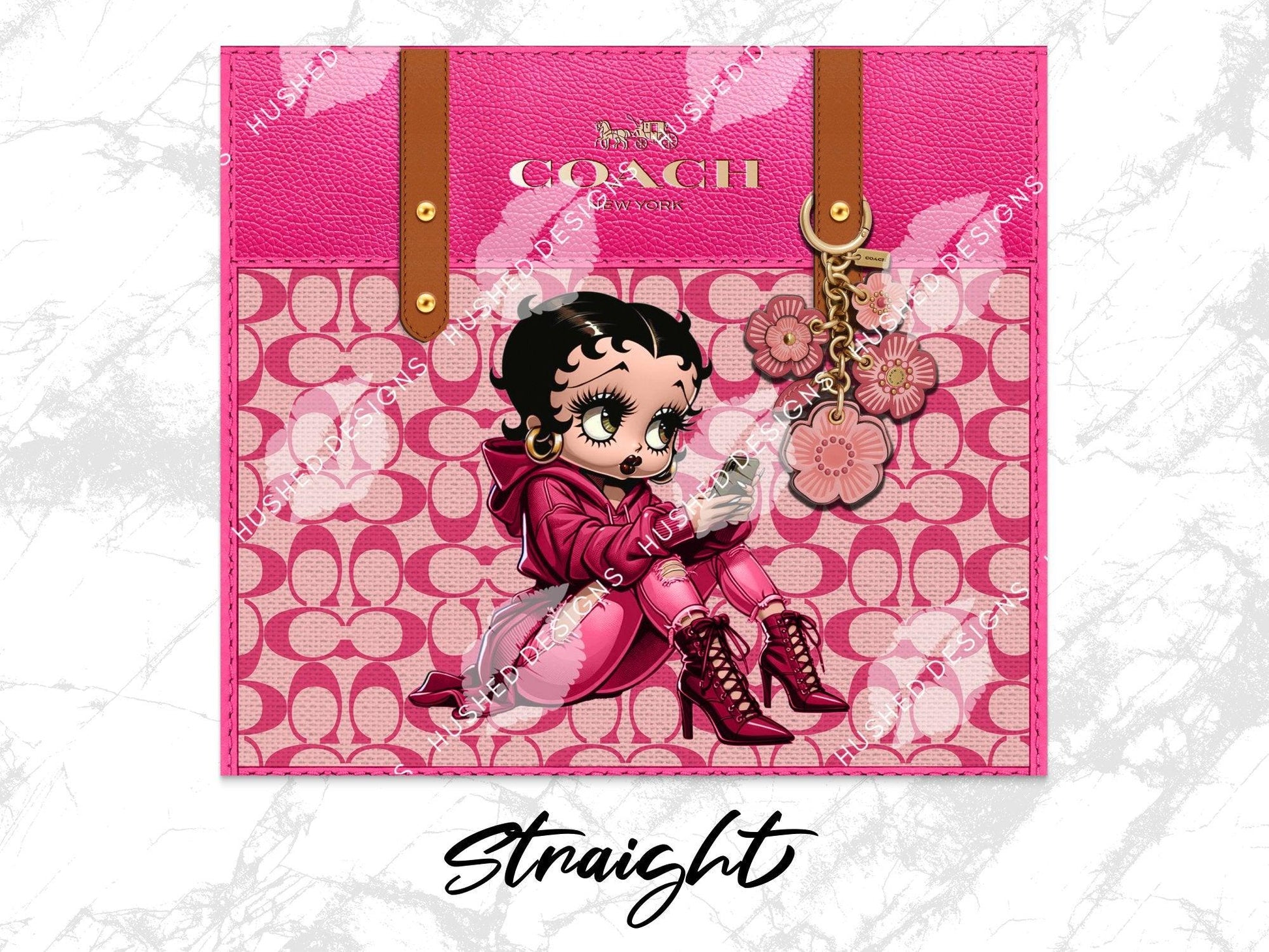 NY Coach Pink Monogram with Betty Boop Fabric Texture - Hushed Designs