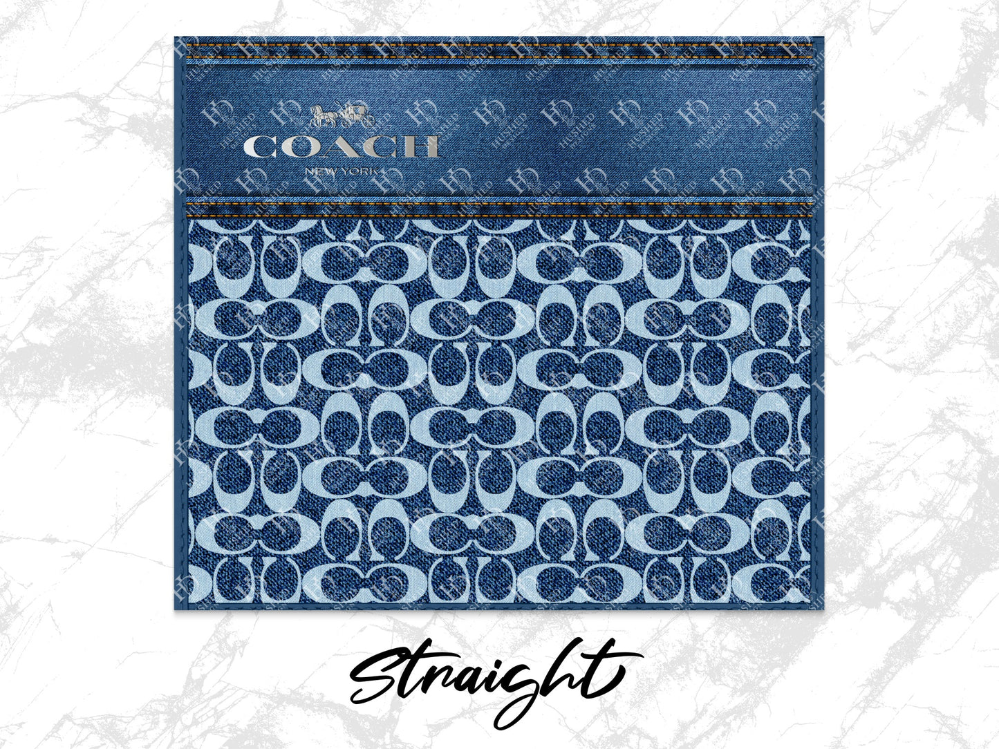 Coach Designer Notebook Cover, Luxury Denim Print, Elegant Blue and White, Fashion Stationery, Unique Gift Idea, Office Supplies, Custom